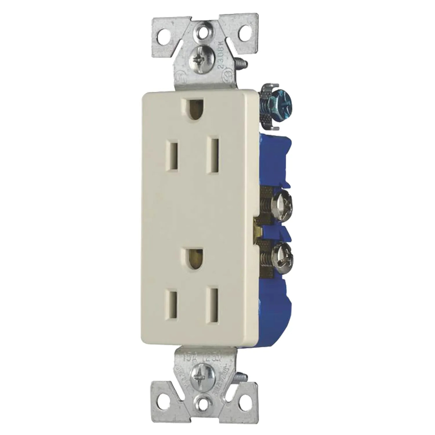 Cooper 1107W Cooper 1107W Decorator Straight Blade Duplex Receptacle, 125 V, 15 A, 2 Pole, 3 Wire