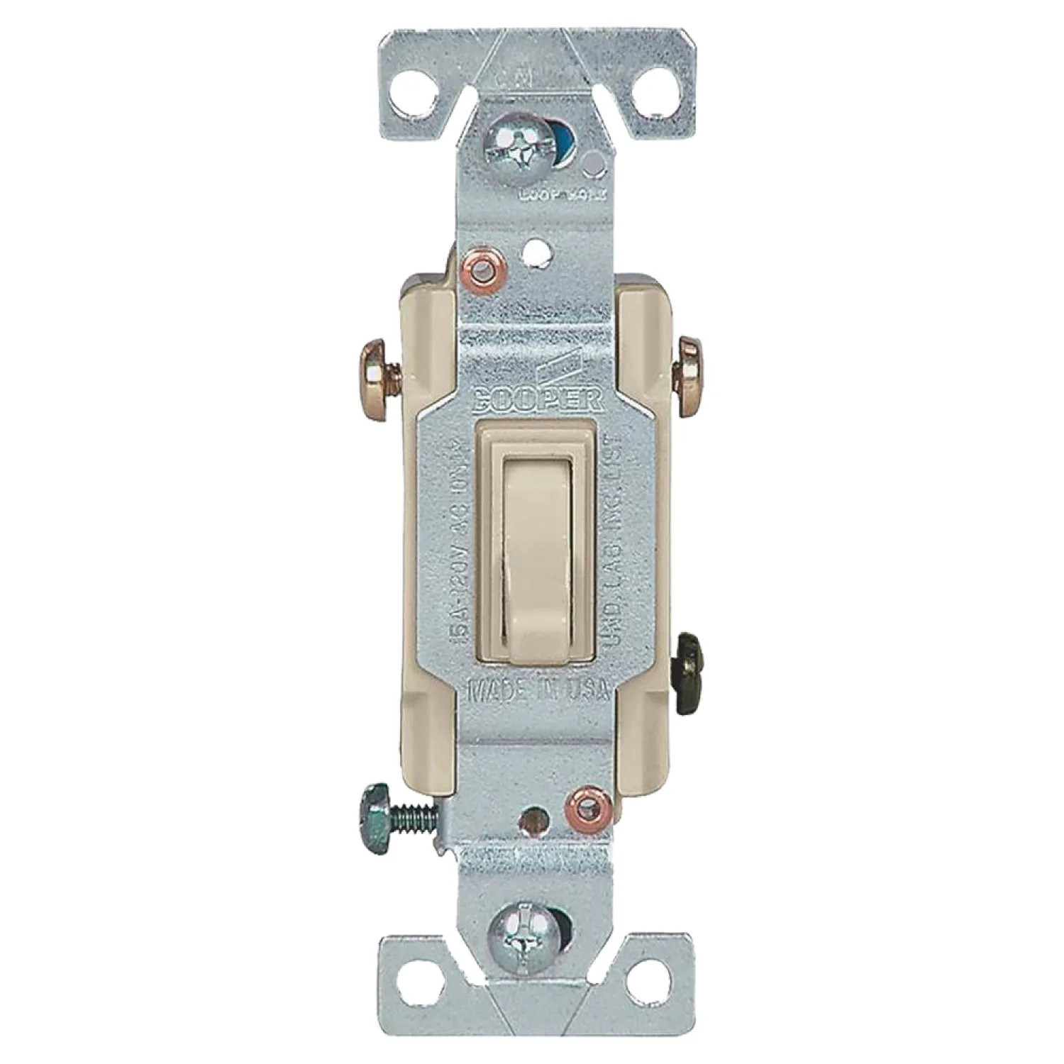 Cooper 1303V Cooper 1303V Framed Non-Grounded Toggle Switch, 120 VAC, 15 A, Ivory