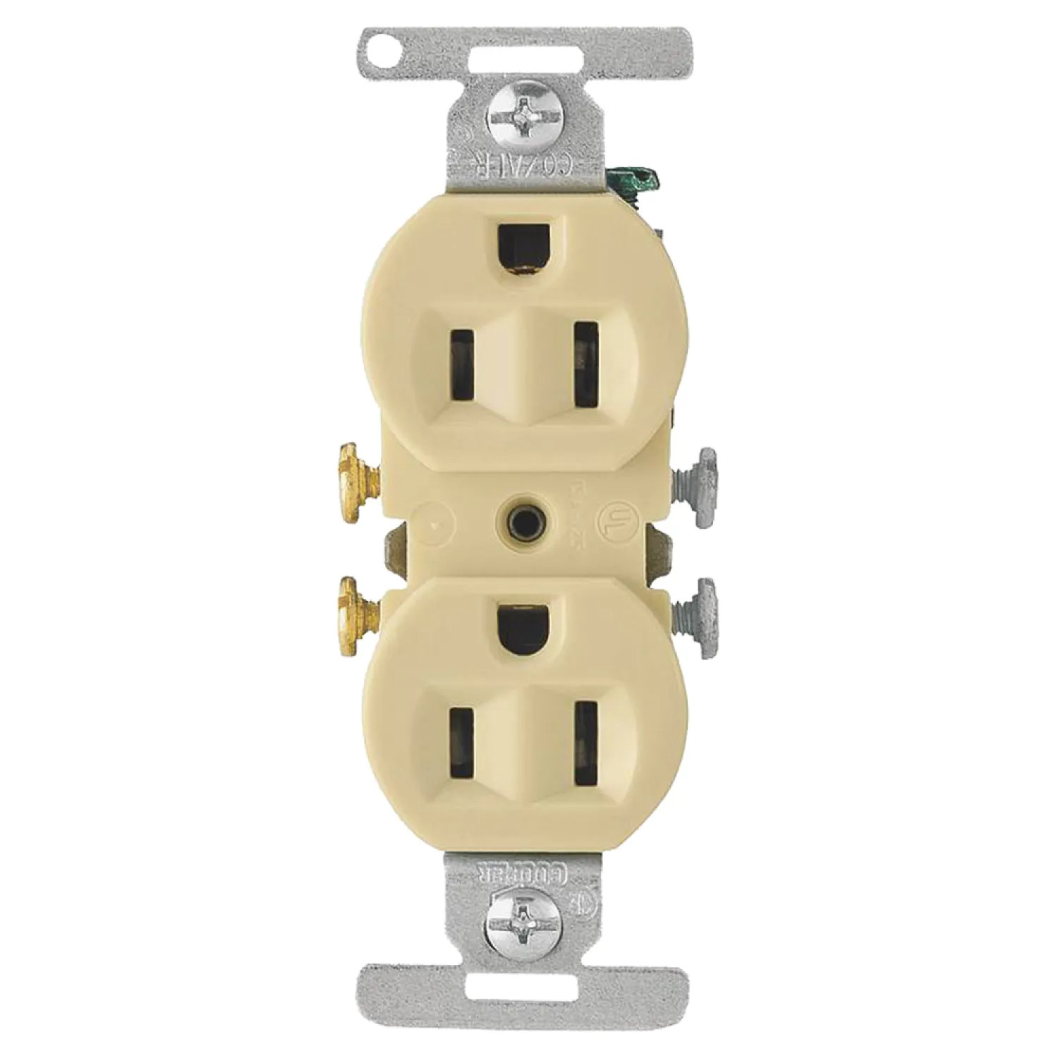 Cooper 5270V-BU Cooper 5270 Straight Blade Standard Duplex Receptacle, 125 V, 15 A, 2 Pole, 3 Wire, Ivory