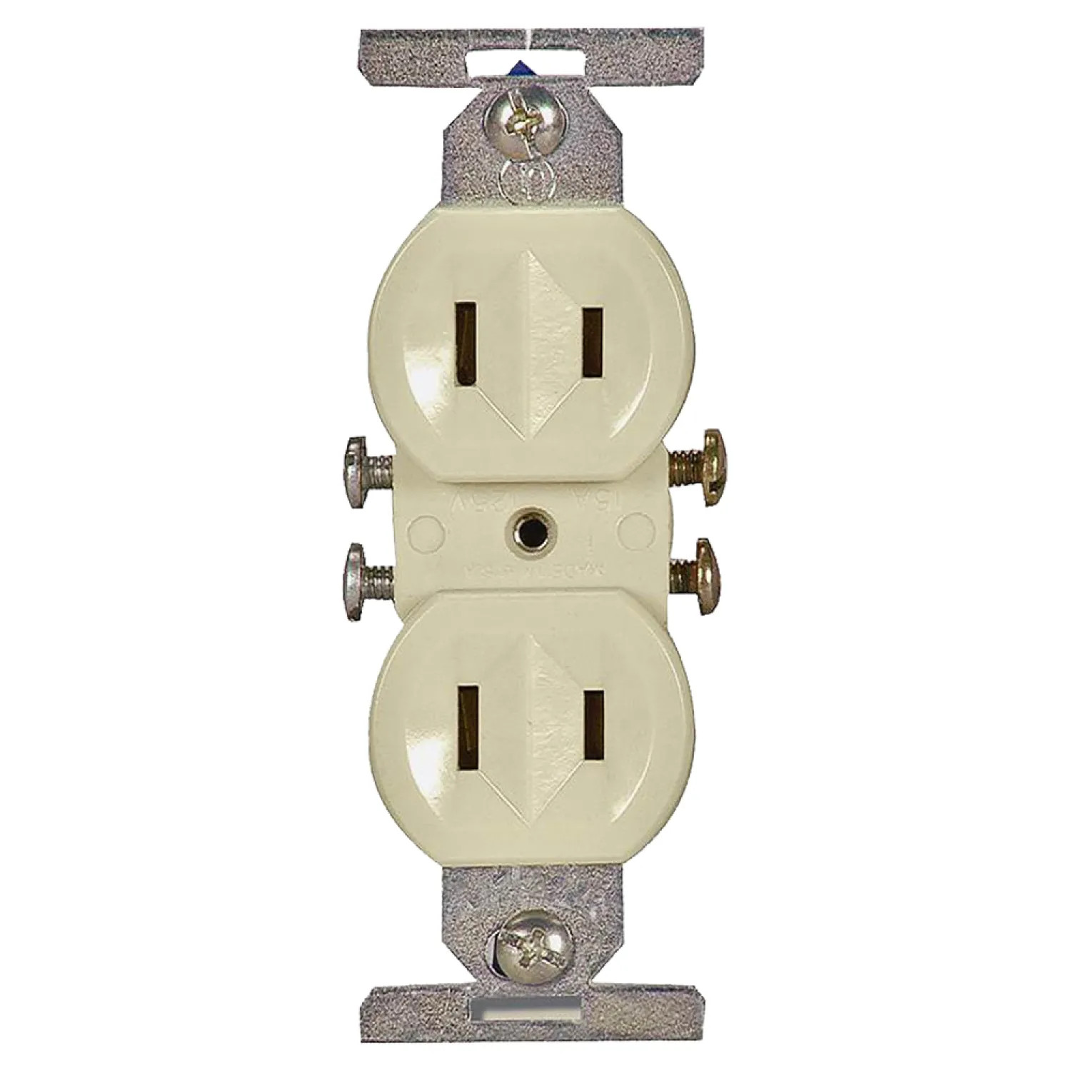 Cooper 736V-BOX Cooper 736V-BOX Straight Blade Duplex Receptacle, 125 V, 15 A, 2 Pole, 2 Wire, Ivory