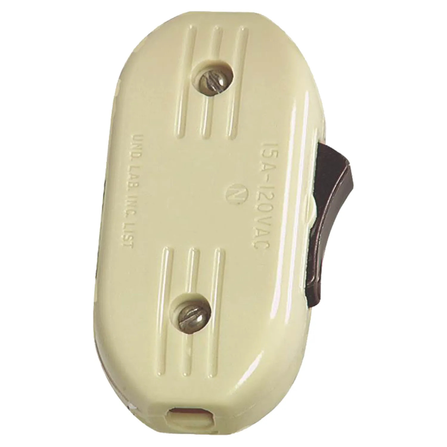 Cooper BP933V Cooper 933V Feed-Through Carded Cord Switch, 120 VAC, 3 A, 1-1/4 in L X 2-1/2 in W, Ivory