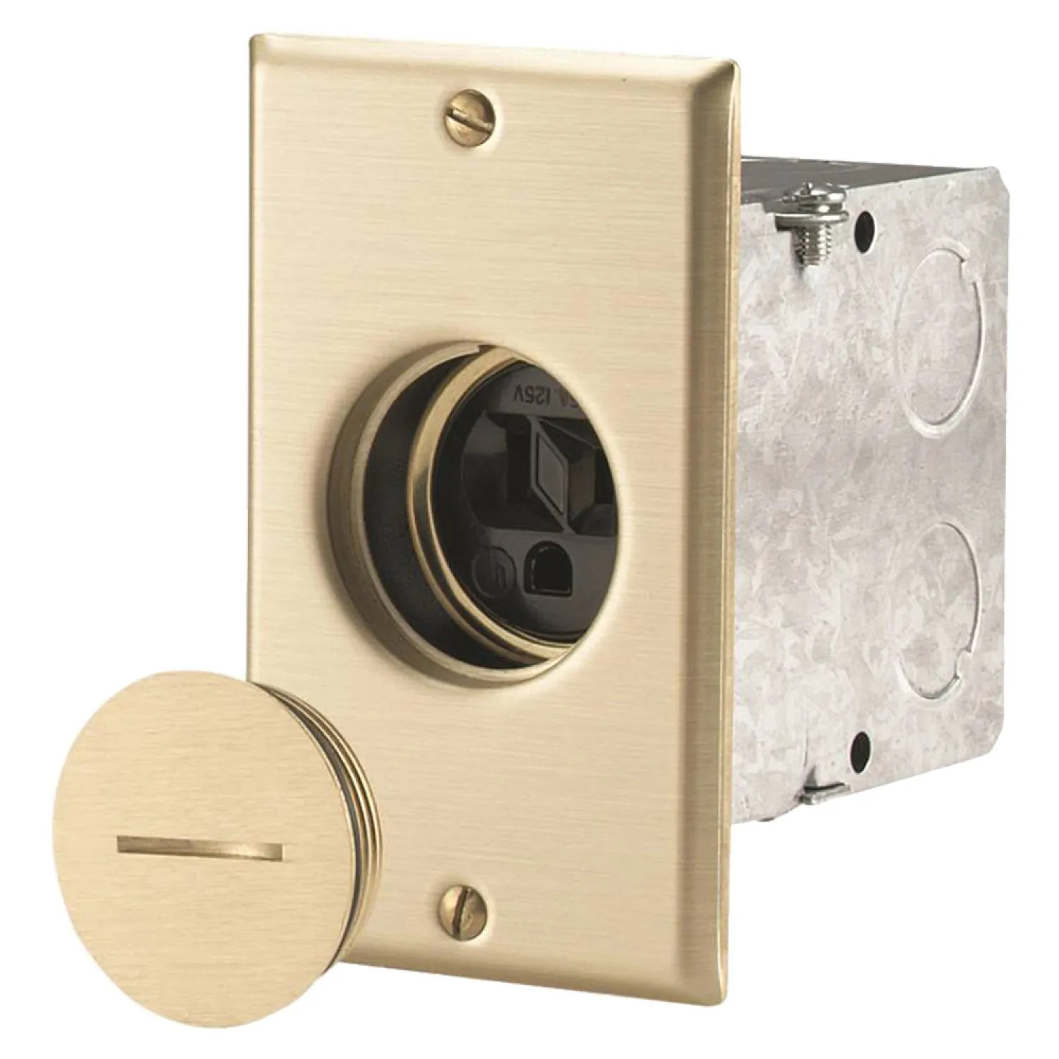 Cooper TR5797 Cooper TR5797 Tamper Resistant Floor Box Receptacle, 125 V, 15 A, 2 Pole, 3 Wire, Black