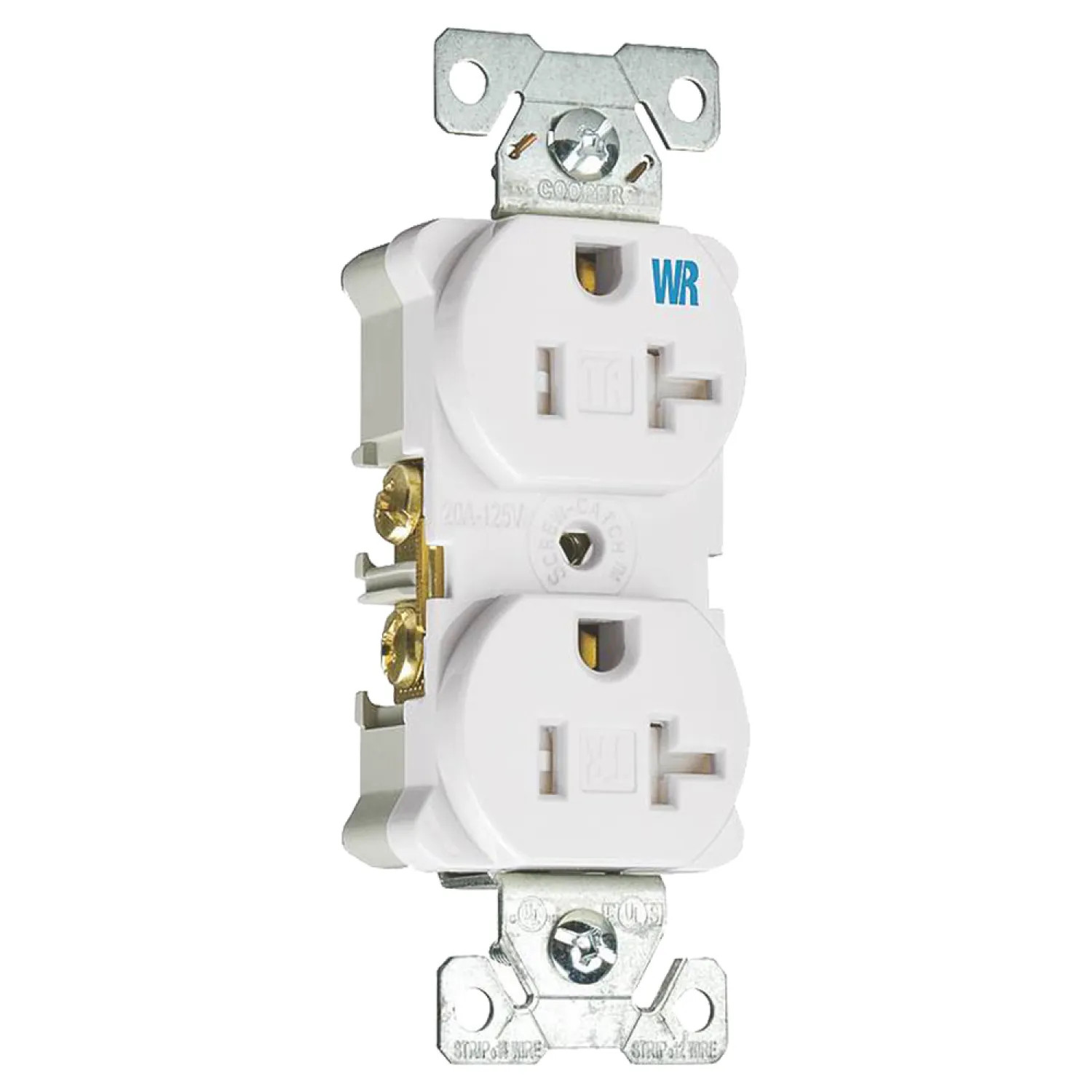 Cooper TWRBR20W-BXSP Cooper TWRBR20W-BXSP Tamper Resistant Weatherproof Duplex Receptacle, 125 V, 20 A, 2 Pole, White