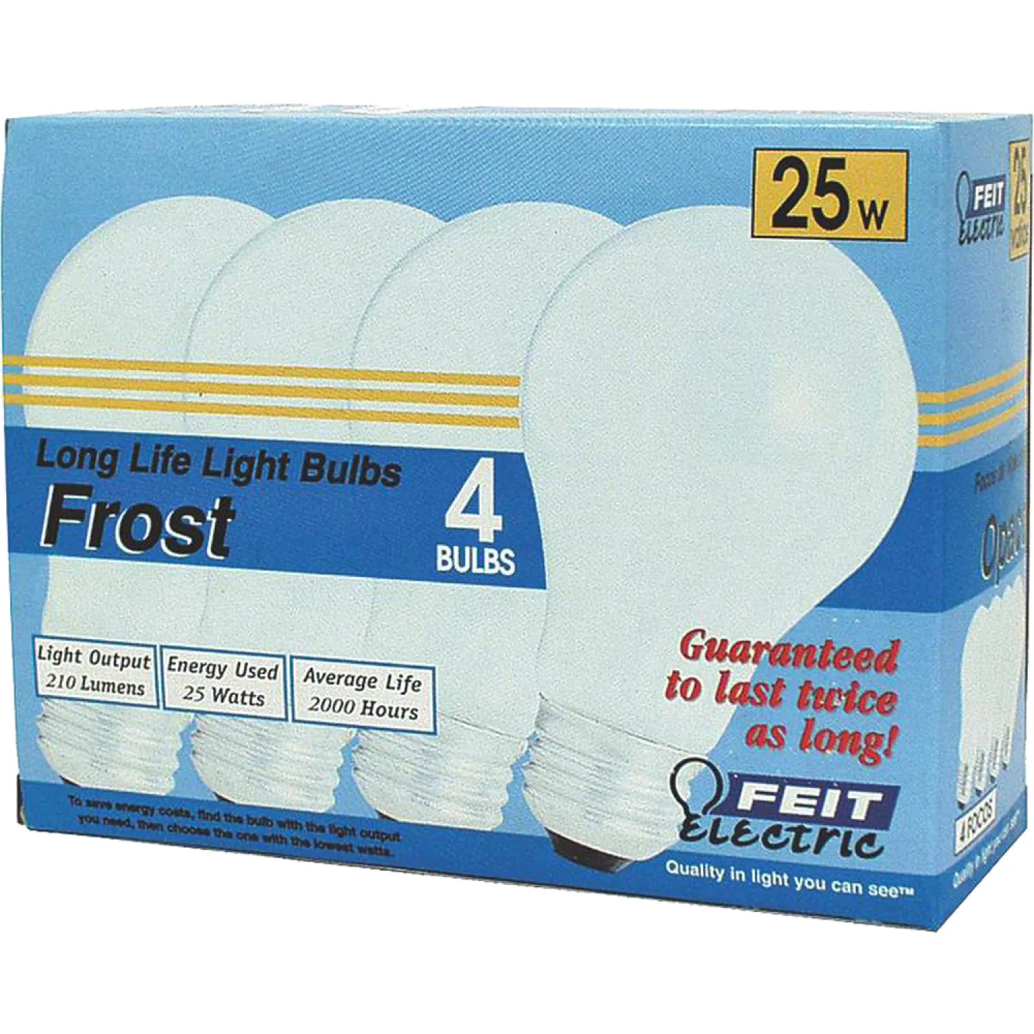 Feit 25A/4-130 Feit Electric 25A/4-130 Incandescent Lamp, 25 W, 130 V, A19, Medium Aluminum Screw ,, 5600 hr