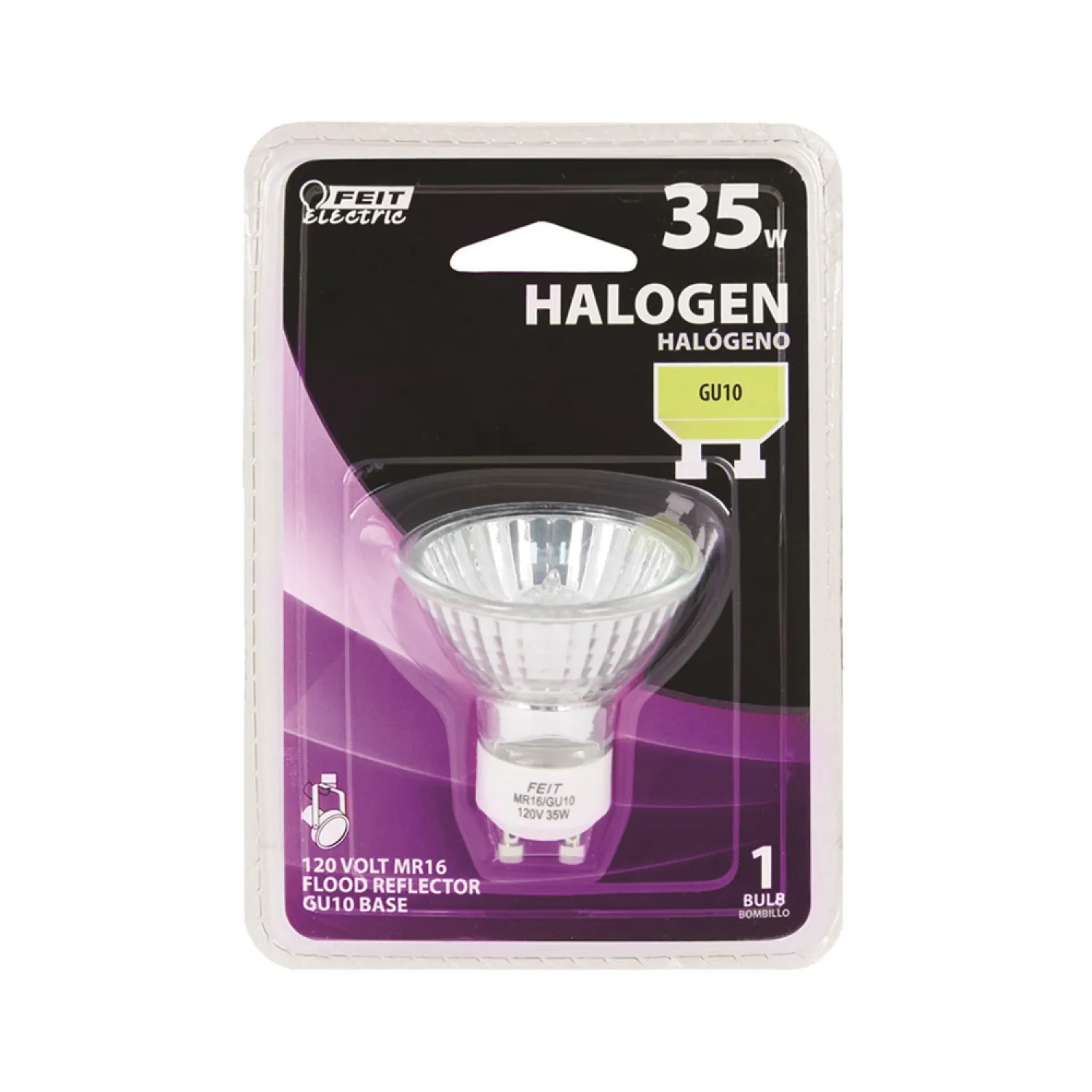 Feit BPQ35MR16/GU10 Feit Electric BPQ35MR16/GU10 Dimmable Halogen Lamp, 35 W, 120 V, MR16, GU10, 2000 hr
