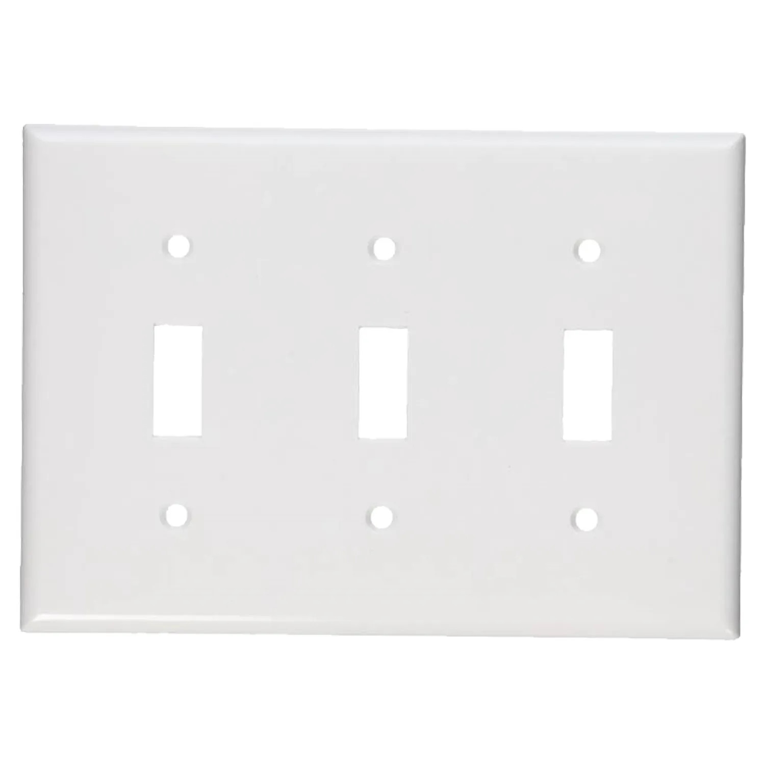 Leviton 001-88011-000 Leviton 001-88011-000 3-Toggle Standard Size Wall Plate, 3 Gang, 4.5 in L X 6.38 in W 0.22 in T, White, Smooth
