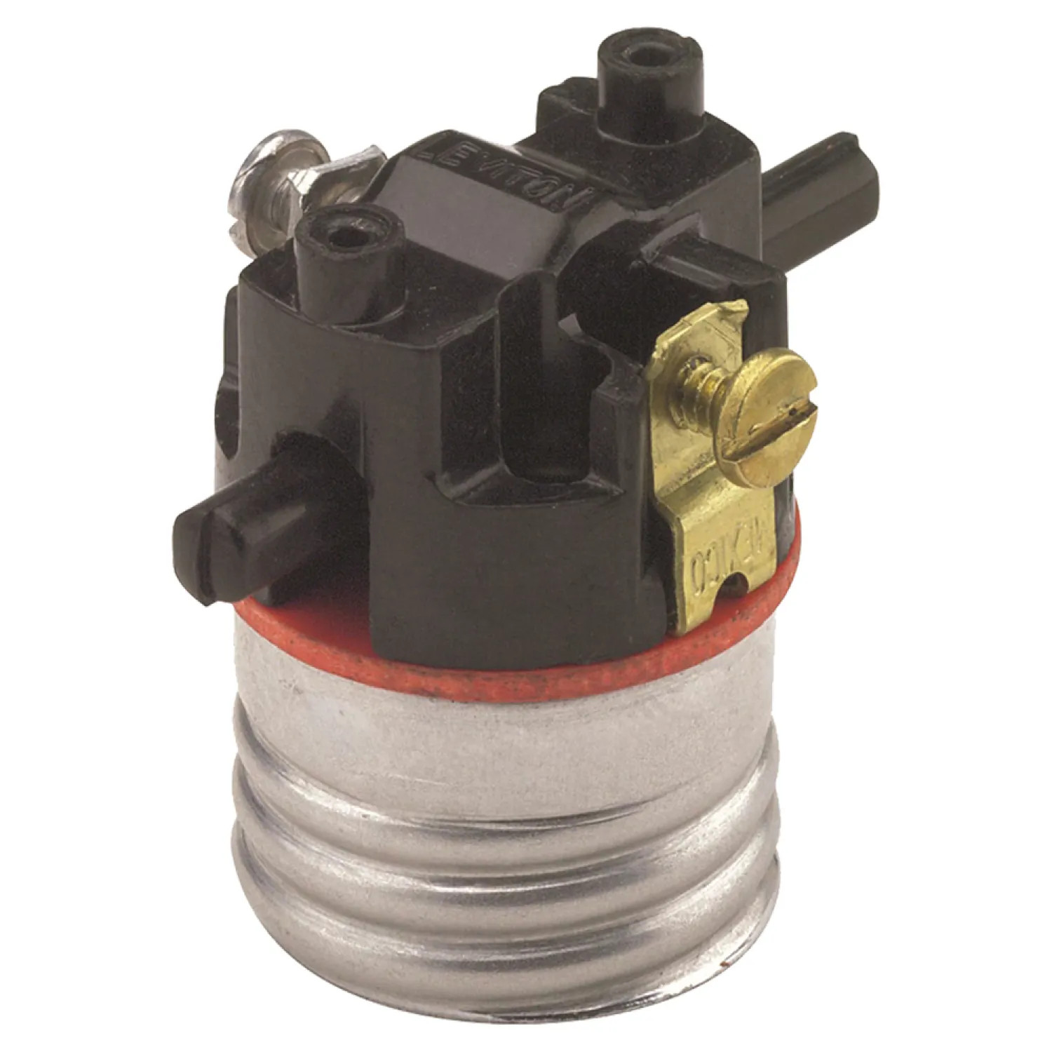 Leviton 002-07080-00M Leviton 002-07080-00M 1-Circuit Lamp Holder, 660 W, Incandescent, Medium, Brass, Phenolic Body, Aluminum Shell