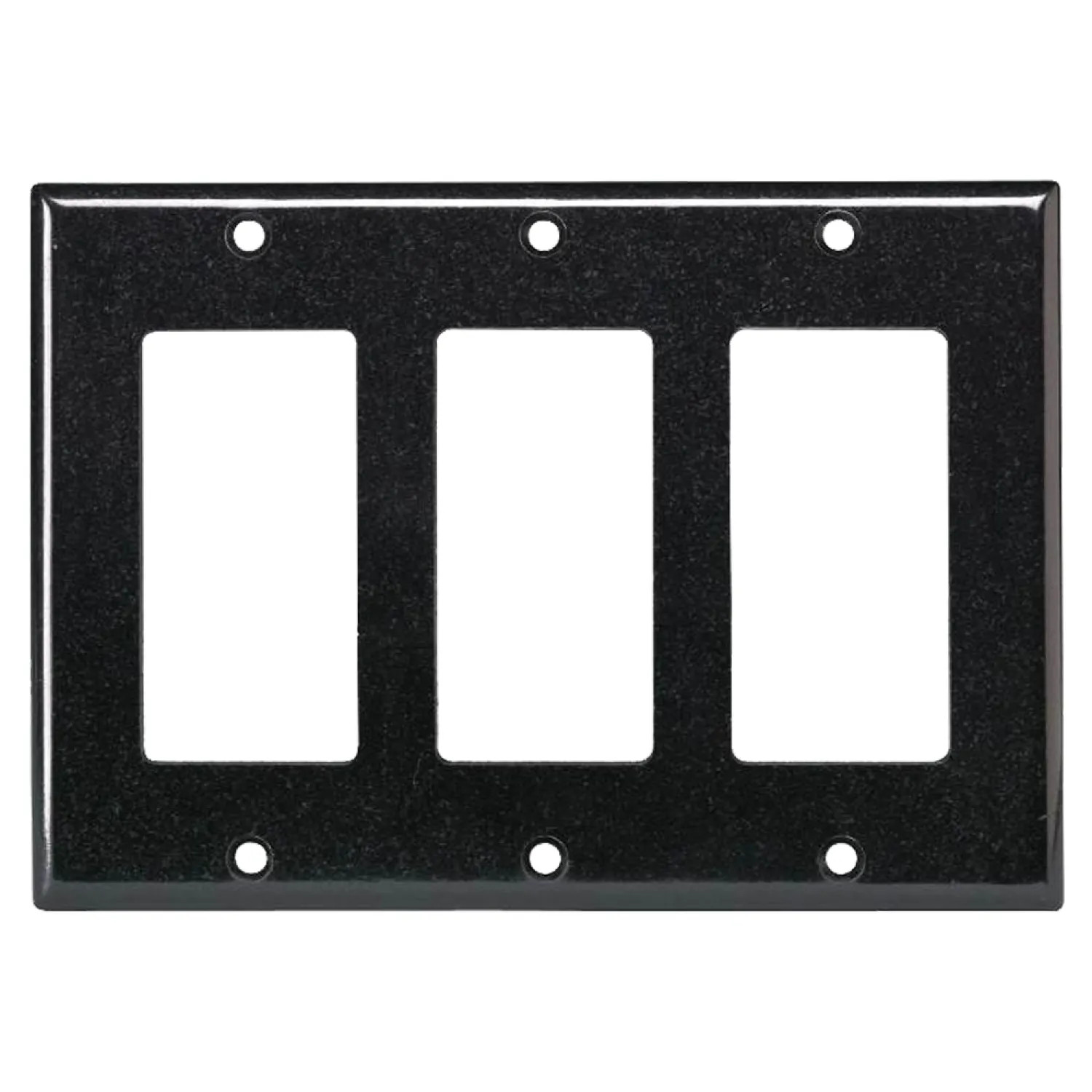 Leviton 004-80411-00E Leviton 004-80411-00E 3-Decora/GFCI Standard Size Wall Plate, 3 Gang, 4.5 in L X 6.37 in W 0.25 in T, Black, Smooth