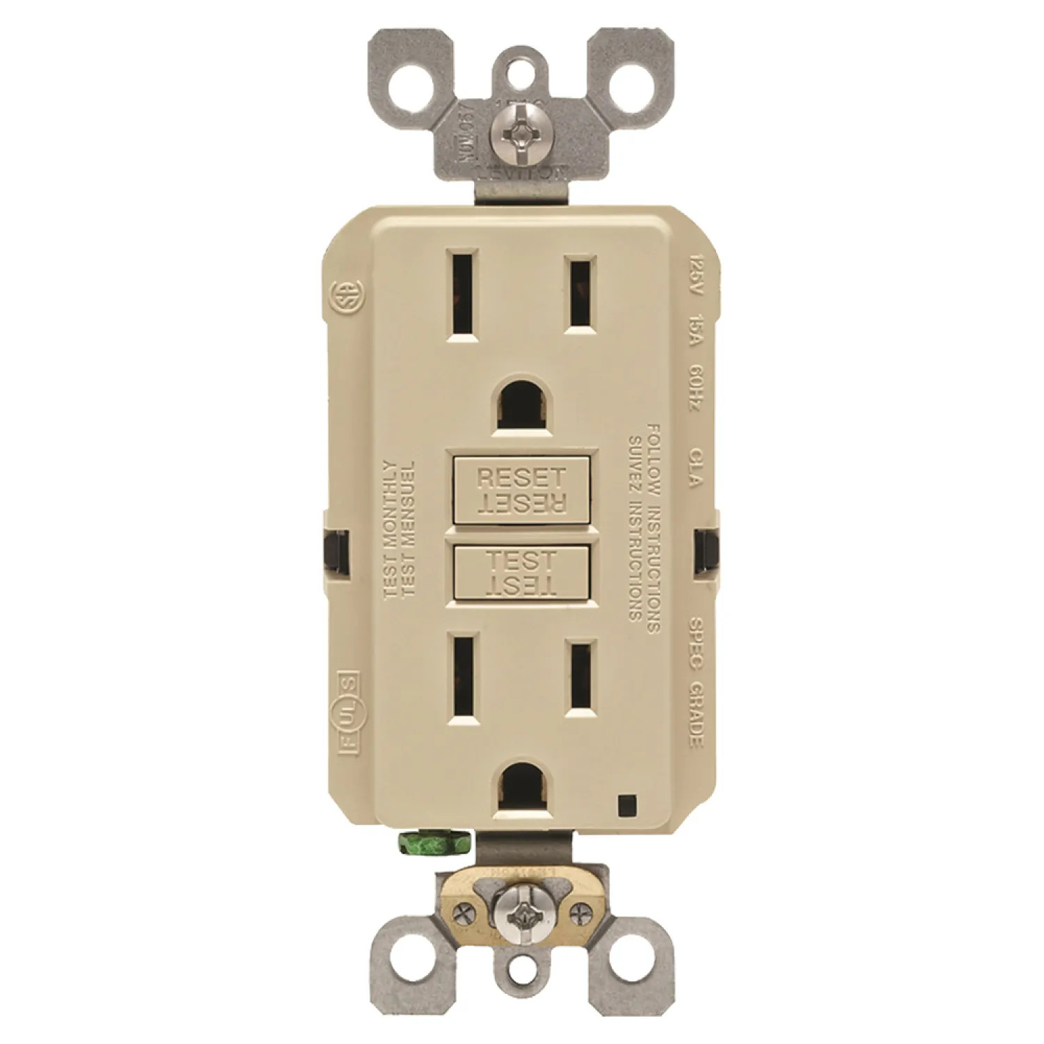 Leviton M01-GFNT1-03I Leviton M01-GFNT1-03I GFCI Receptacles, Self-Test, 15/125 Amps/Volts