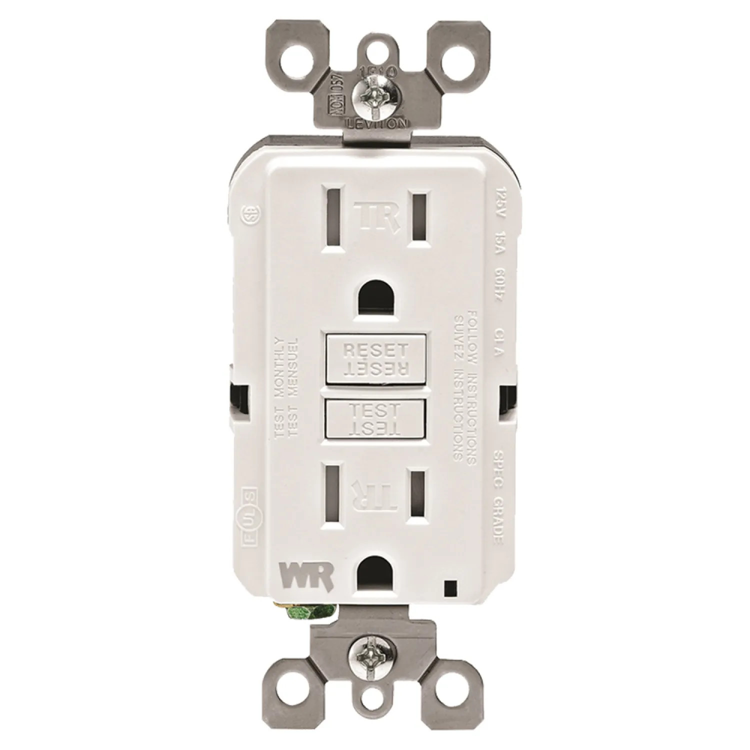Leviton R02-GFWT1-0KW Leviton R02-GFWT1-0KW Smartlock Pro GFCI, Duplex Receptacle, 15/125 Amp/Volt