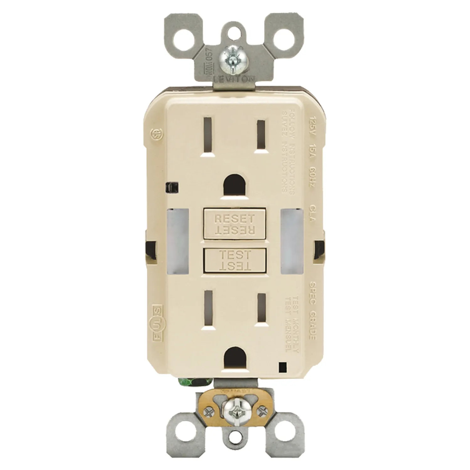 Leviton R06-GFNL1-00T Leviton R06-GFNL1-00T Smartlockpro GFCI Receptacle/Guide Lights, Light Almond