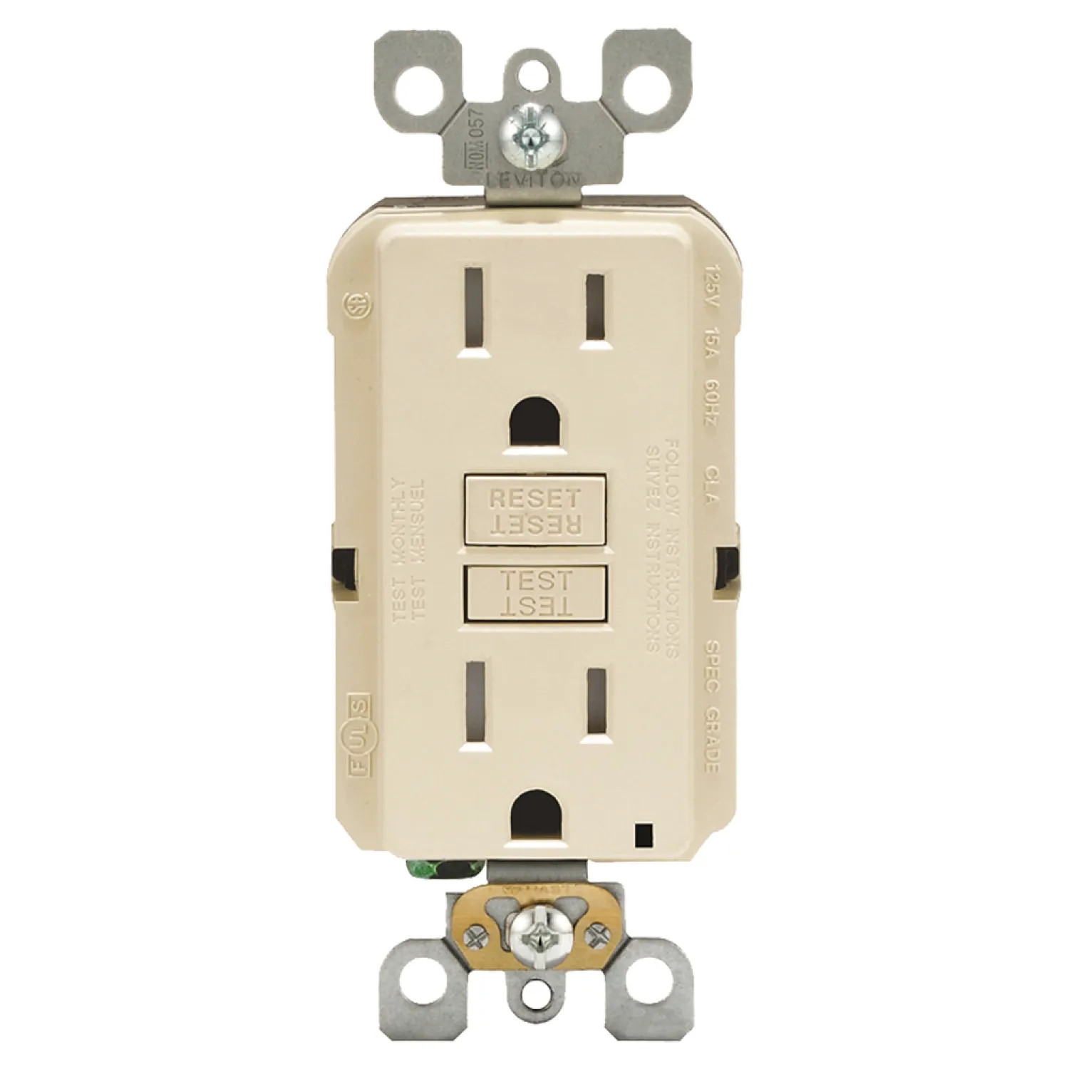 Leviton R06-GFTR1-0KT Leviton R06-GFTR1-0KT GFCI Receptacles, Tamper Resistant, 15/125 Amps/Volts