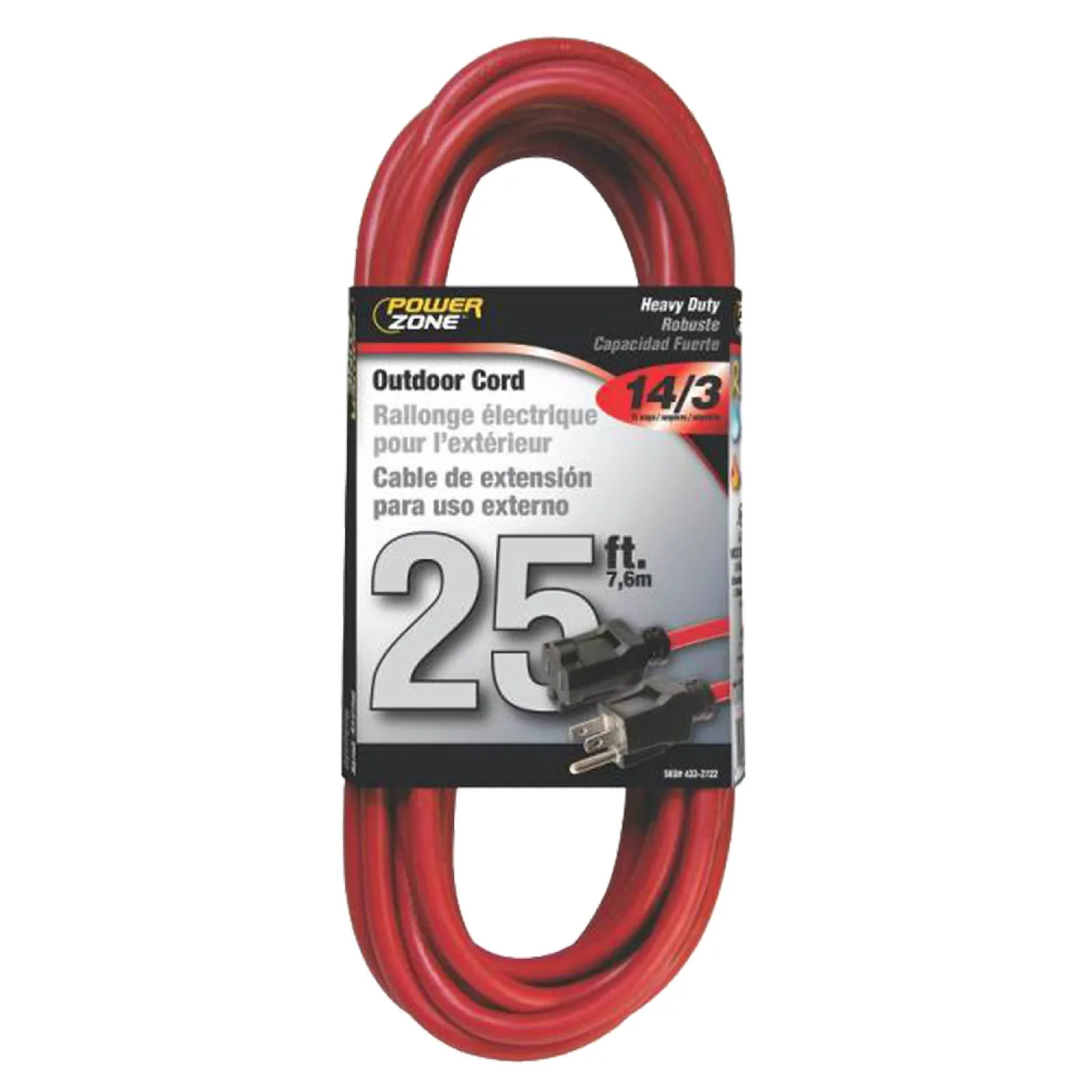 Power Zone OR514725/506725 Powerzone SJTW Heavy Duty Extension Cord, 14/3, 25 ft, Double - ORK506725