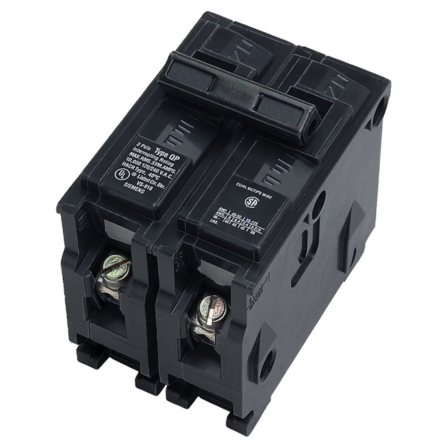 Siemens Q240 MES Q240 Standard Miniature Circuit Breaker, 120/240 VAC, 40 A, 2 P, 10 kA