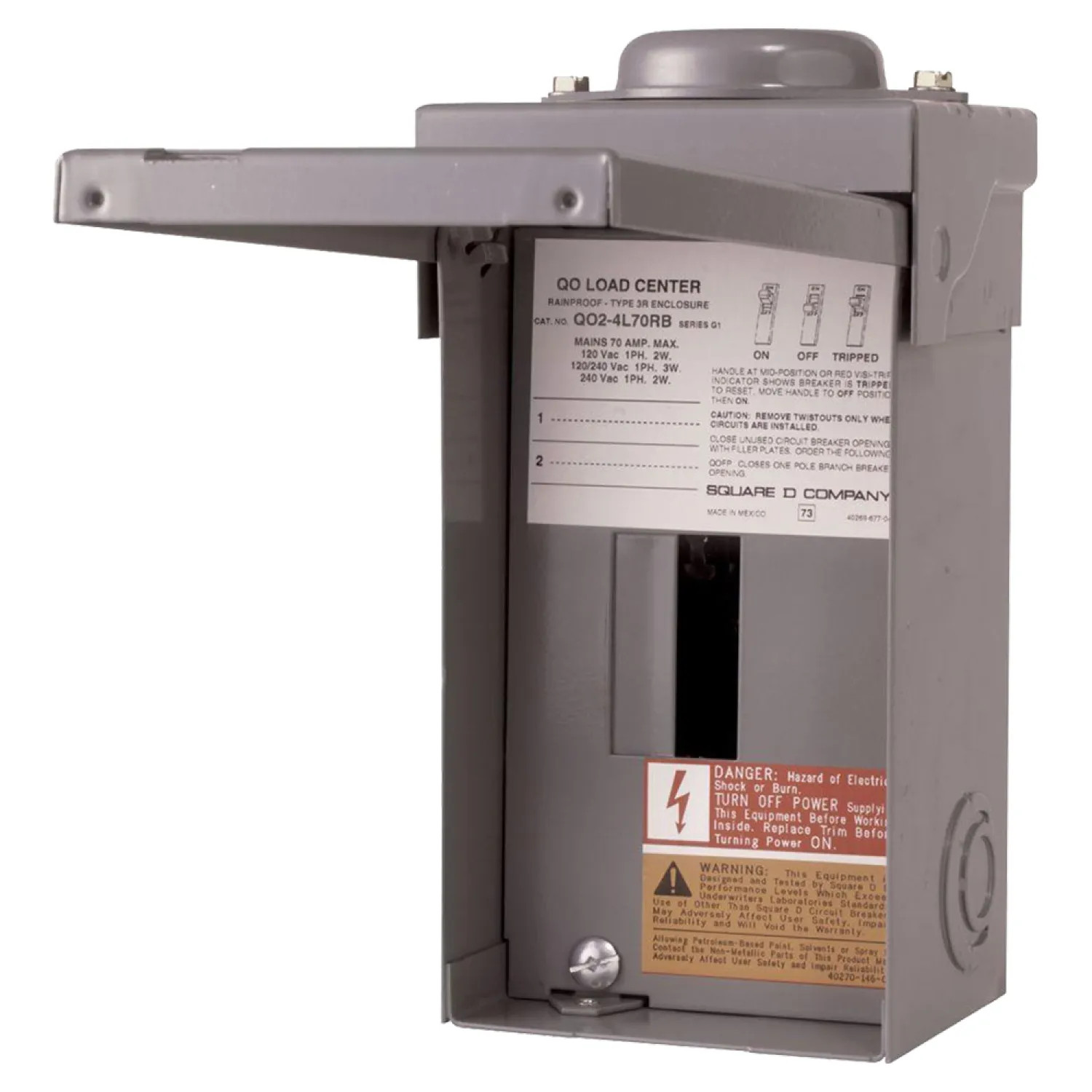 Square D QO24L70RBCP Square D QO24L70RB Load Center, 120/240 VAC, 70 A, QO Main lug