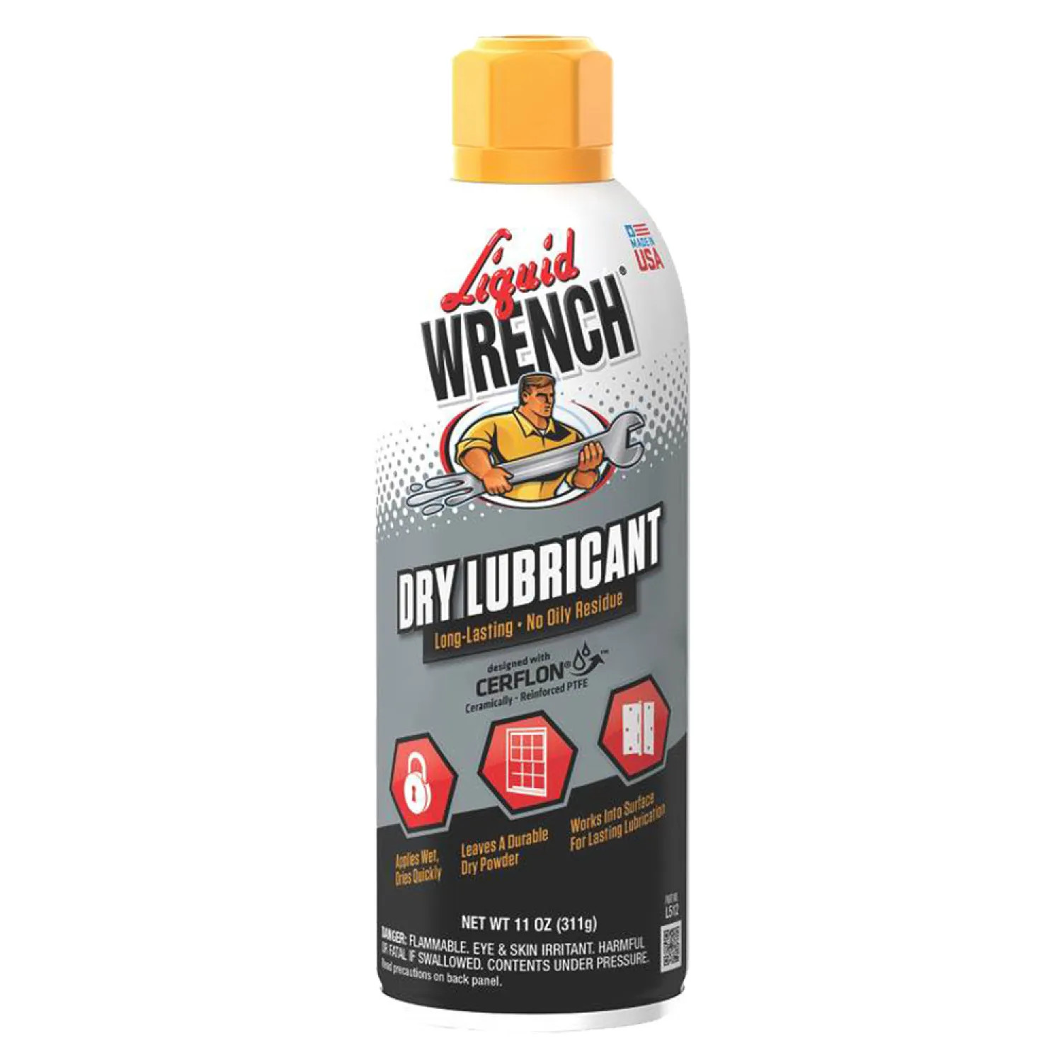 Radiator Specialty L512 Liquid Wrench L512 Dry Lubricant with Cerflon, 11 oz, Aerosol Can, Clear, Liquid