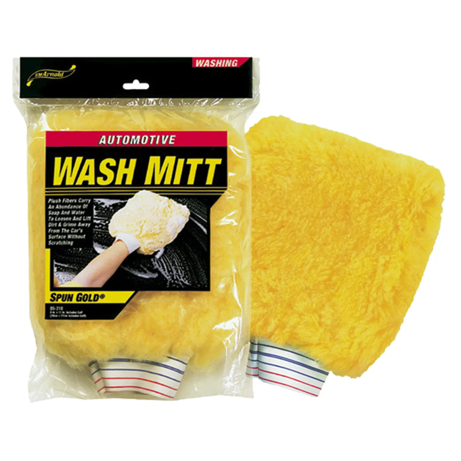 SM Arnold 85-310 Spun Gold 85-310 Professional Car Wash Mitt, 11 in L x 8 in W, Lorene Synthetic Fiber