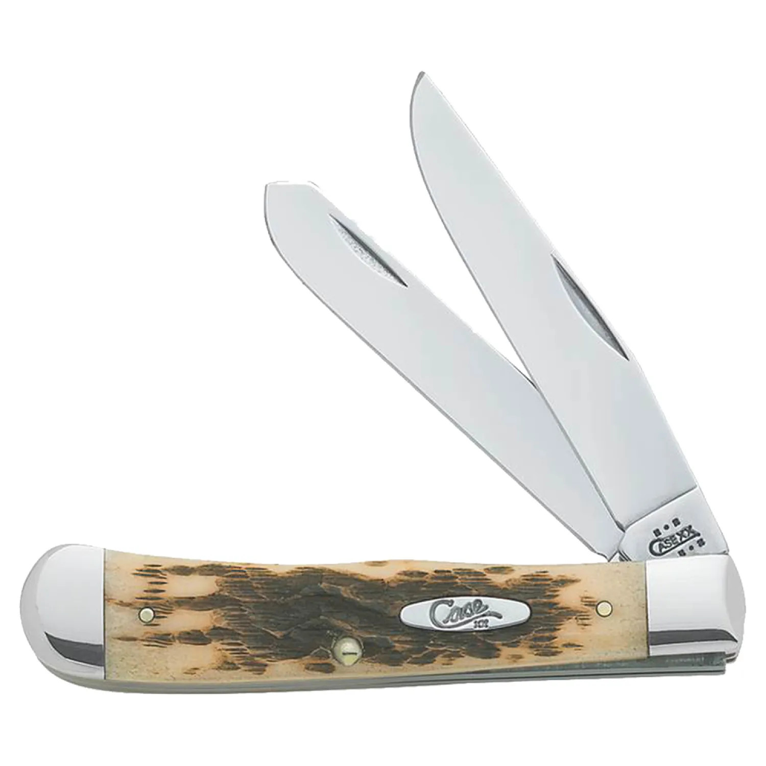 Case 163 Case 163 Trapper Folding Pocket Knife, 3-1/4 in L Clip, 3.27 in L Spey, Amber