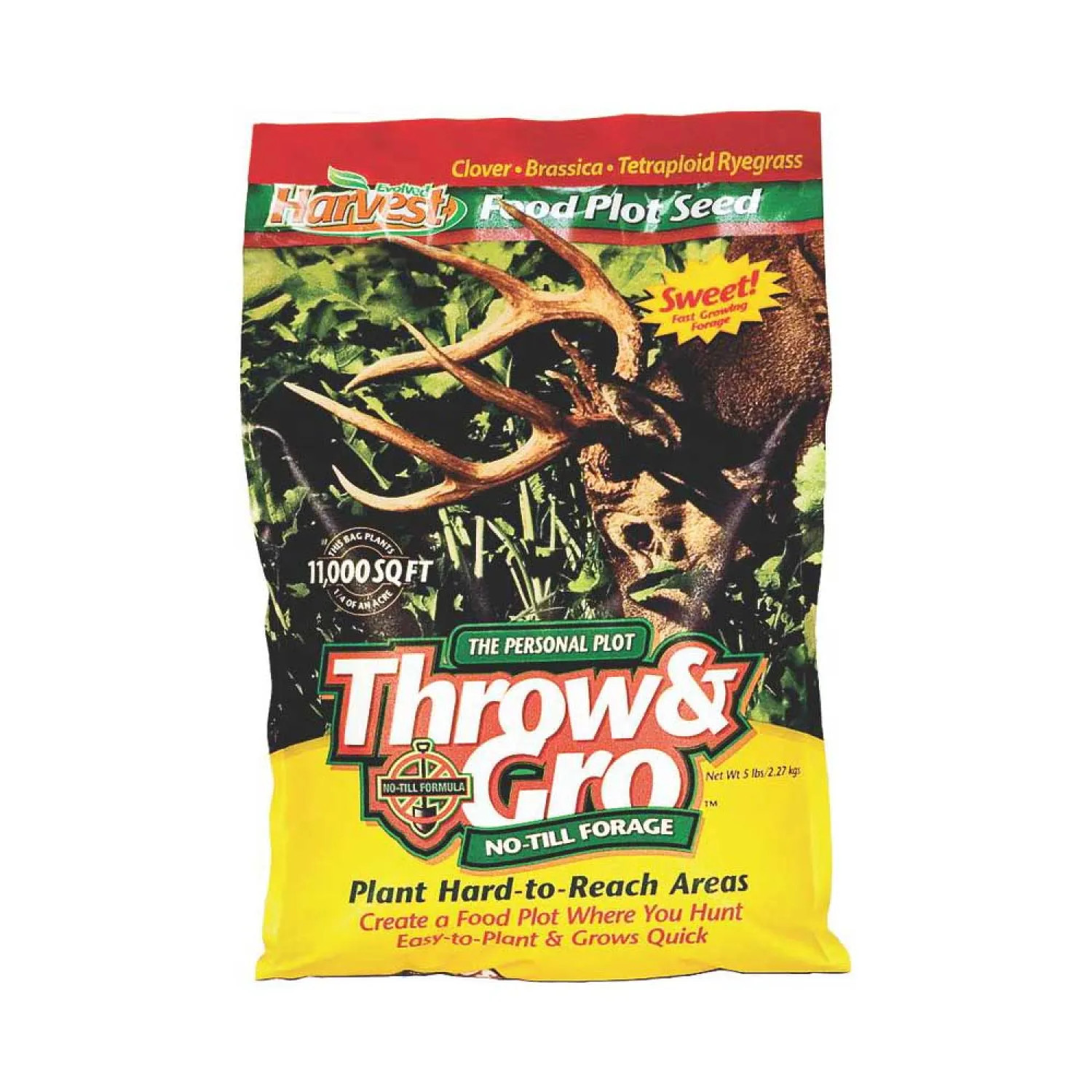 Evolved Habits 70505 Harvest Throw and Gro No Till Forage Food Plot Seed, 5 lb Bag