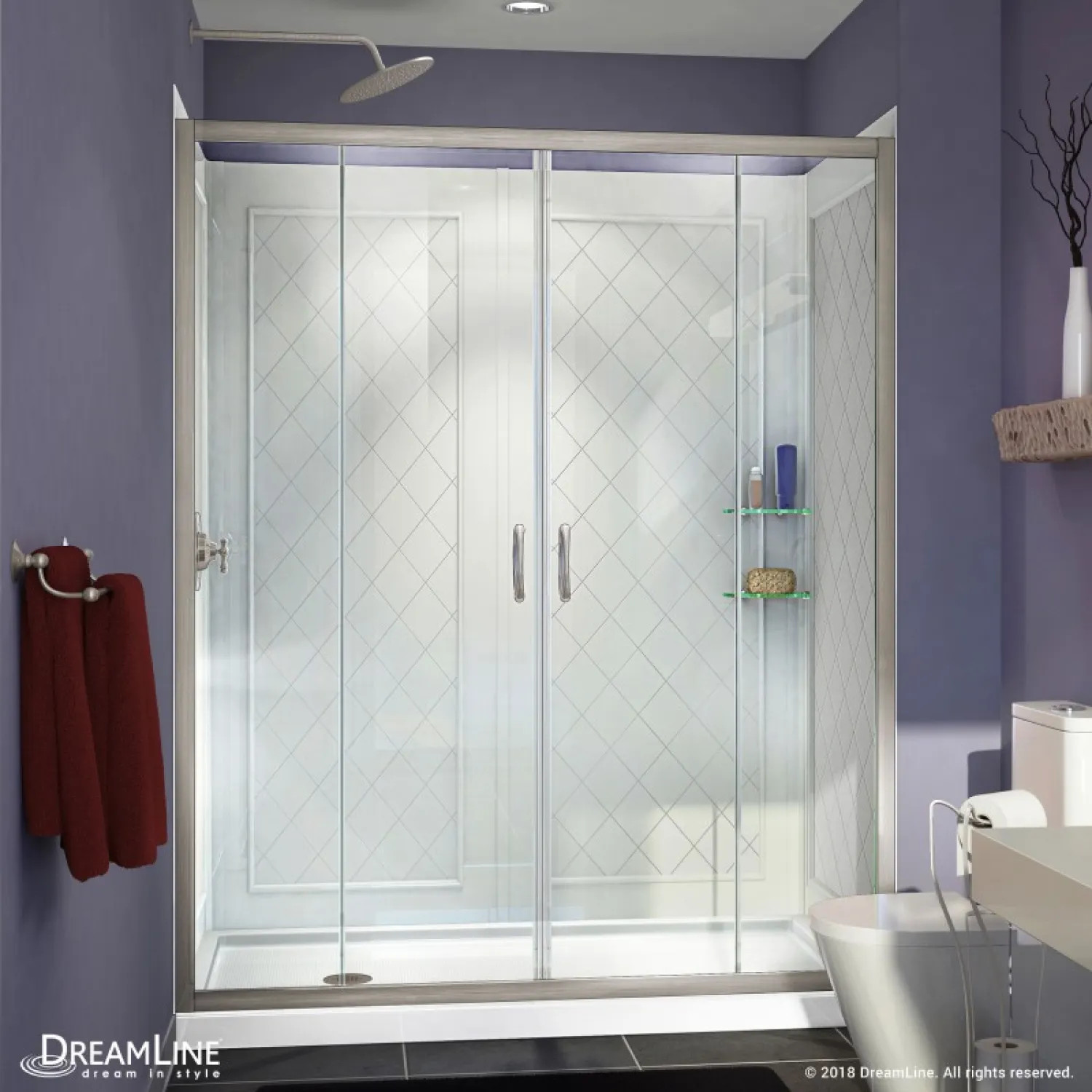 DreamLine DL-6112L-04CL DreamLine DL-6112L-04CL Visions Clear Sliding Shower Door - Brushed Nickel 