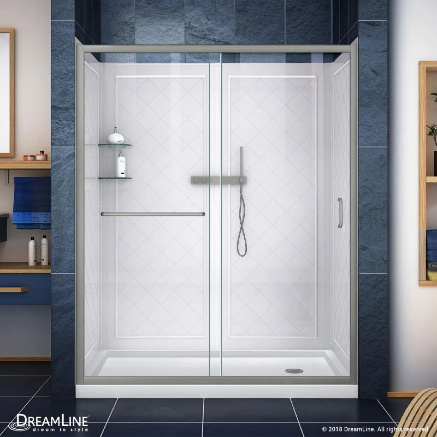 DreamLine DL-6119R-04CL DreamLine DL-6119R-04CL Infinity-Z Clear Sliding Shower Door - Brushed Nickel