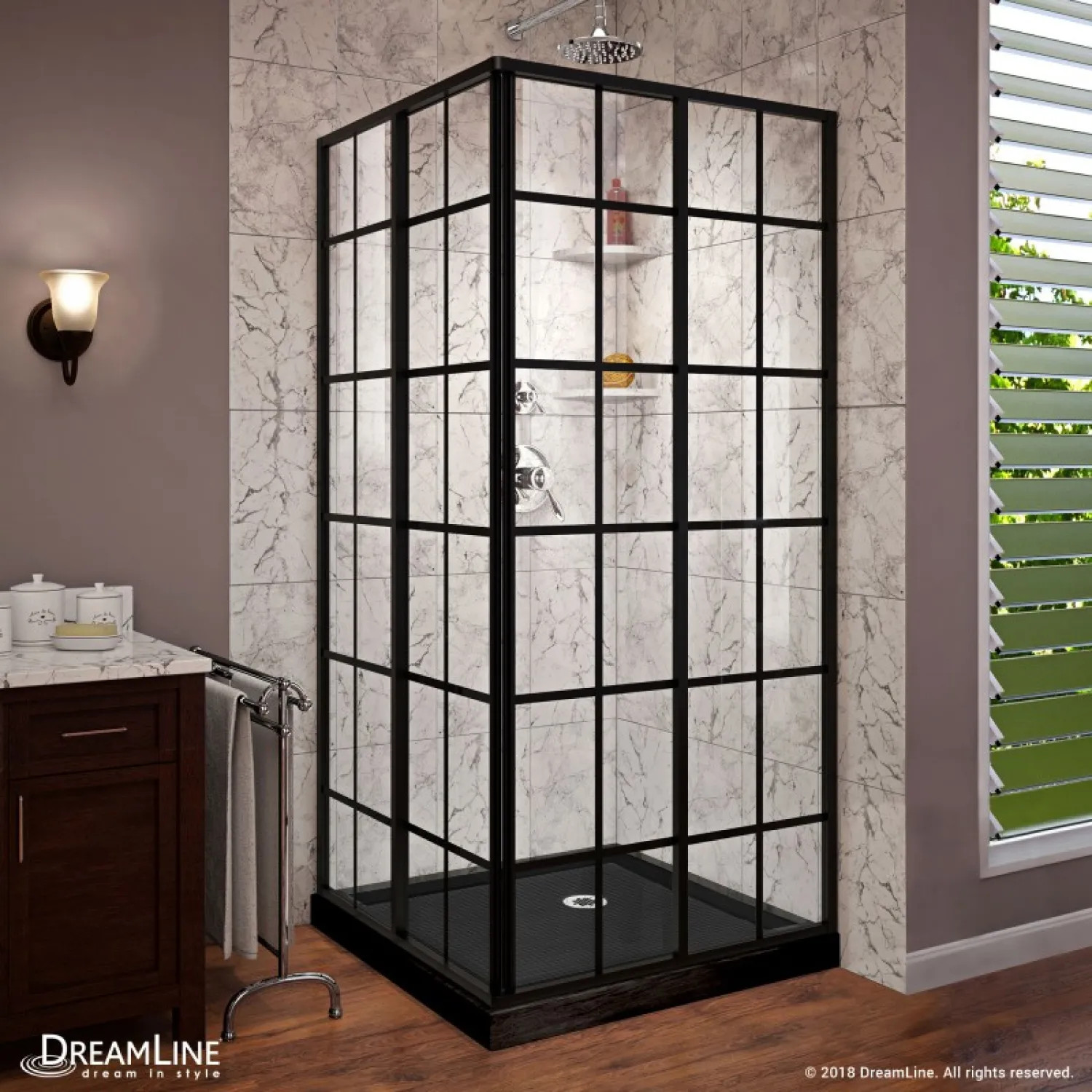 DreamLine DL-6789-09 DreamLine French Corner Shower Enclosure w/ Satin Black Trim and 36