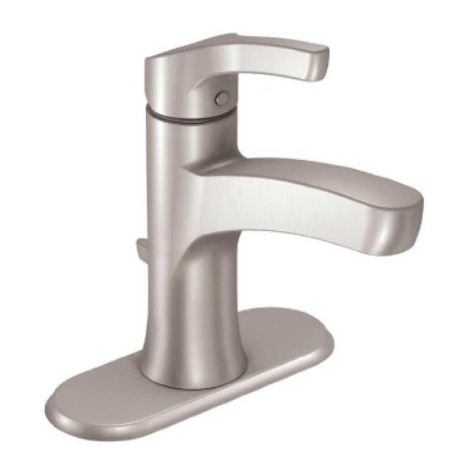 Moen WSL84733SRN Moen Danika Single-Handle High Arc Spot Resist Brushed Nickel Bathroom Faucet with Deckplate and Metal Pop-Up, 1.2 GPM, Single-Hole, Pivot Action Lever Handle - WSL84733SRN