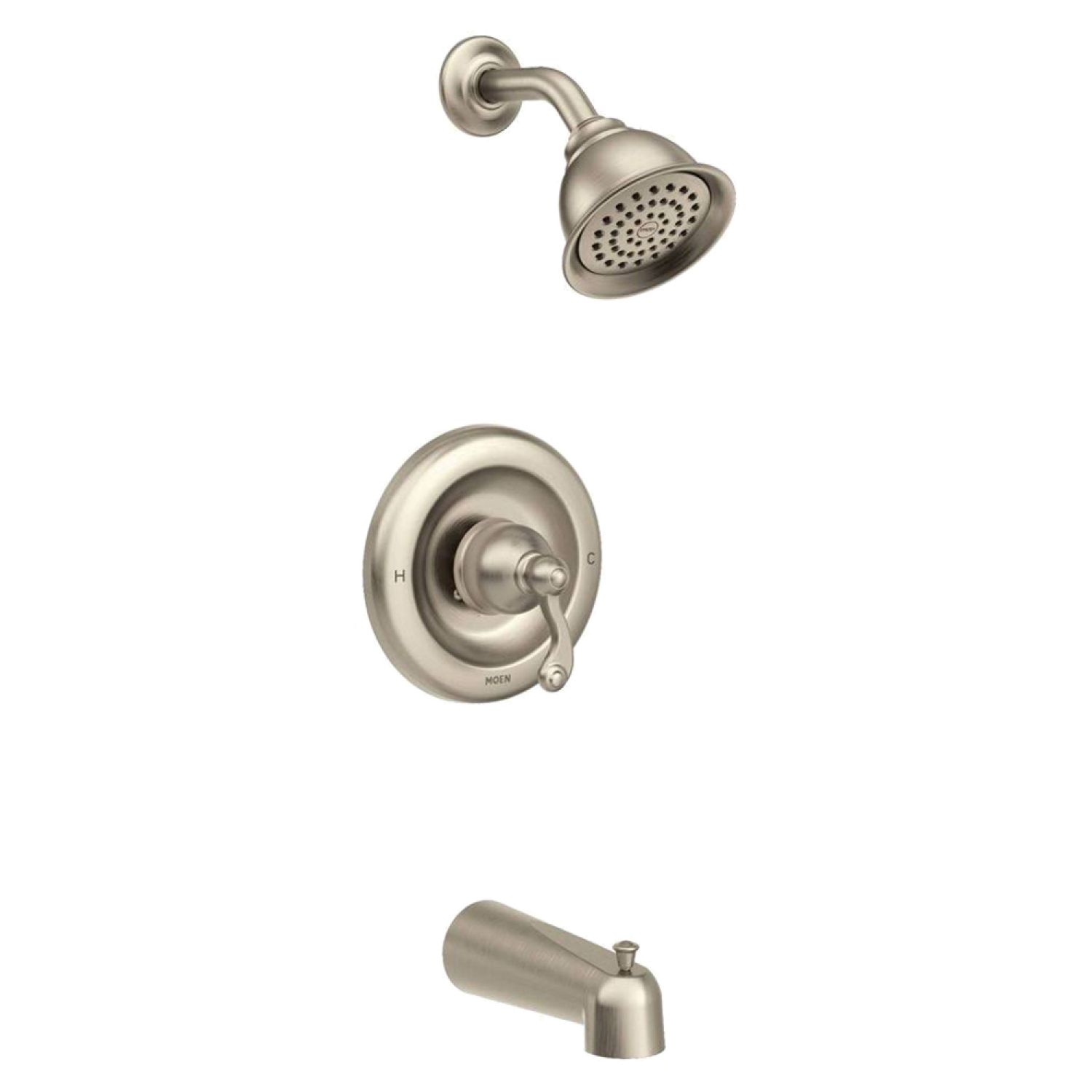 Moen T2123EPSRN Moen Traditional Posi-Temp Tub/Shower Faucet, 1.75 GPM, 1-Function, Single Lever Handle, M-PACT, Eco-Performance, Spot Resist Brushed Nickel - T2123EPSRN