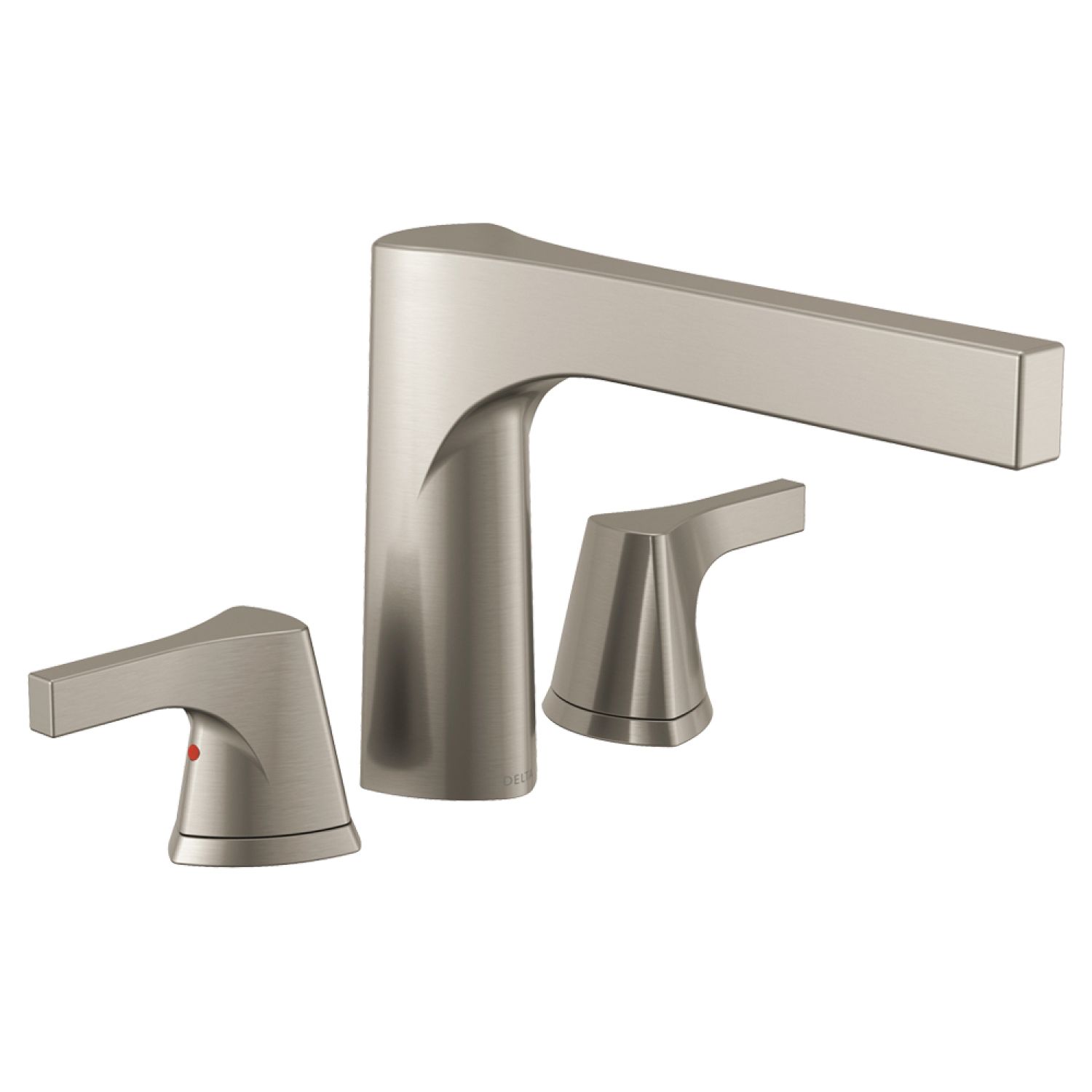 Delta T2774-SS Delta Zura Two-Handle Roman Tub Faucet Trim, Angular Spout, Lever Handles, ADA-Compliant, Stainless - T2774-SS