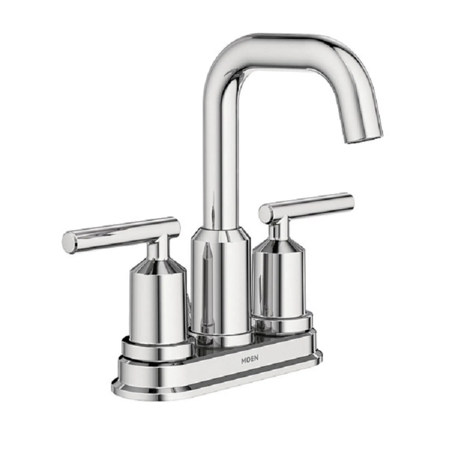 Moen WS84228 Moen Gibson Two-Handle High Arc Centerset Chrome Bathroom Faucet with Pop-Up Drain, 1.2 GPM, Lever Handles, Tubular Spout, WaterSense, ADA - WS84228