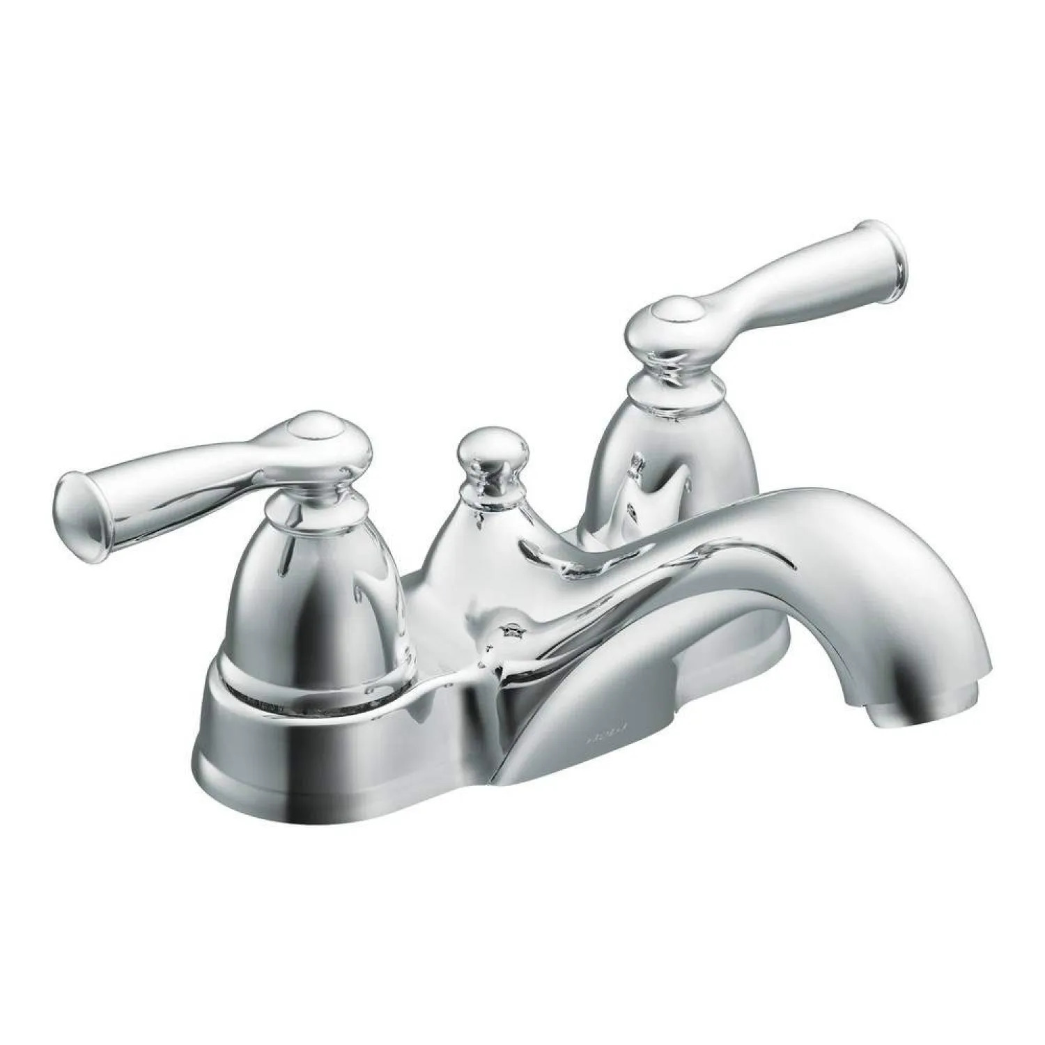 Moen WS84912 Moen Banbury Two-Handle Low Arc Chrome Centerset Bathroom Faucet with Pop-Up Drain, 1.2 GPM, ADA Lever Handle, Three-Hole - WS84912