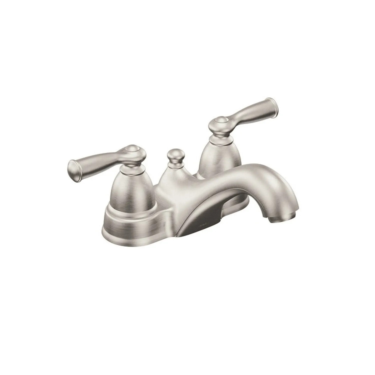 Moen WS84912SRN Moen Banbury Two-Handle Low Arc Spot Resist Stainless Centerset Bathroom Faucet with Pop-Up Drain, 1.2 GPM, Lever Handle, WaterSense, ADA,  - WS84912SRN