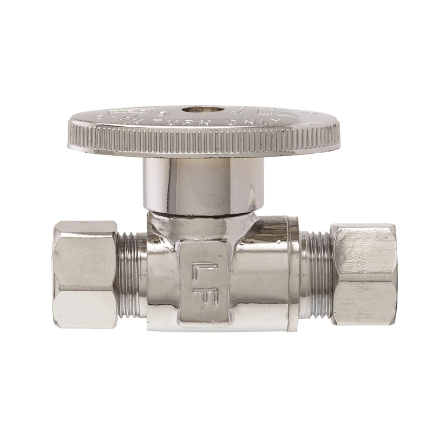 Plumb Pak PP2071LF Plumb Pak PP2071LF Quarter Turn Straight Stop Valve, 3/8 X 3/8 in, Compression X Compression, Brass, Chrome Plated