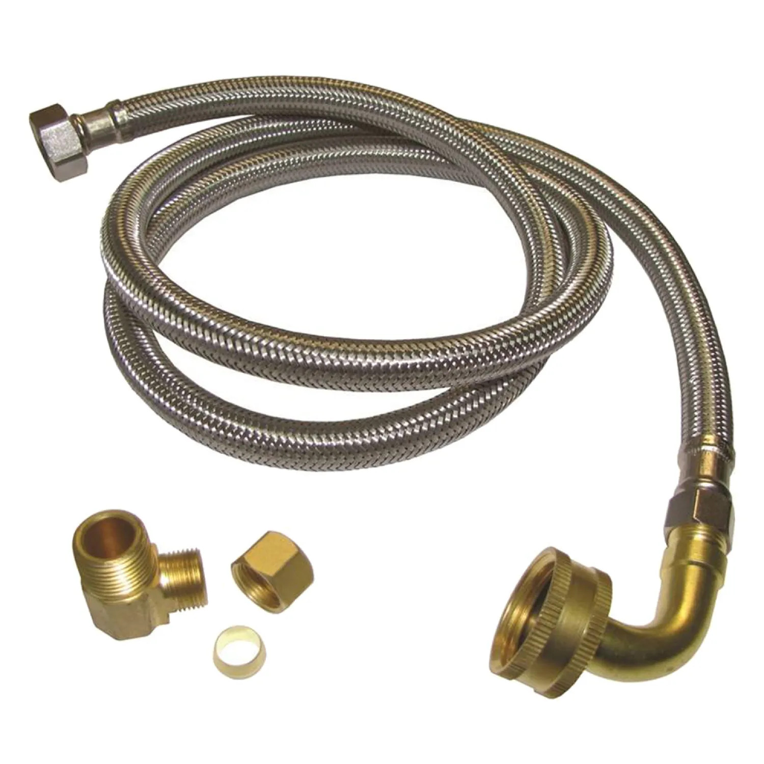 Plumb Pak PP23834 Plumb Pak PP23834 Dishwasher Connector, 3/8 in Compression x 3/8 in MIP Elbow, Stainless Steel