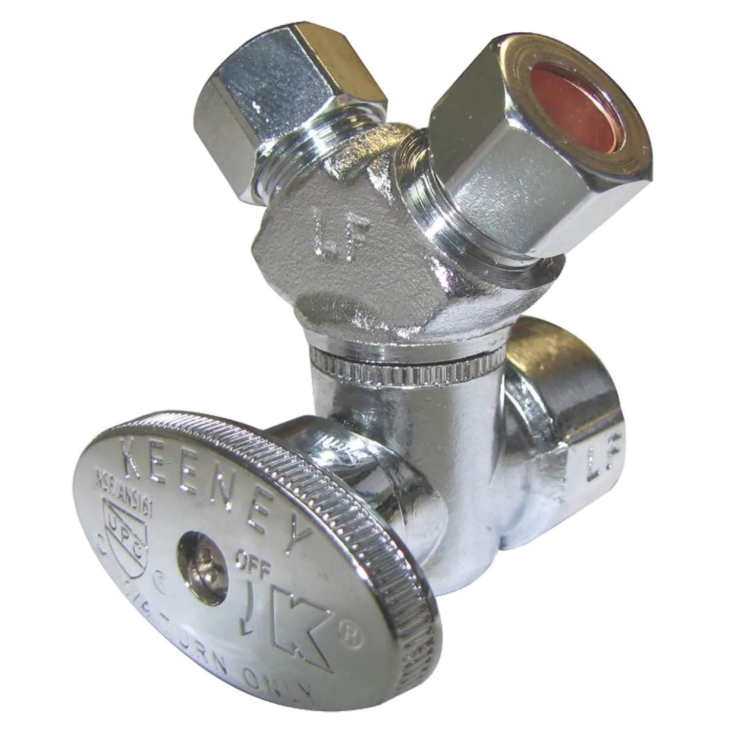 Plumb Pak PP2901VLF Plumb Pak PP2901VLF 3-Way Stop Valve, 1/2 X 3/8 X 3/8 in, FIP X Compression X Compression, Chrome Plated
