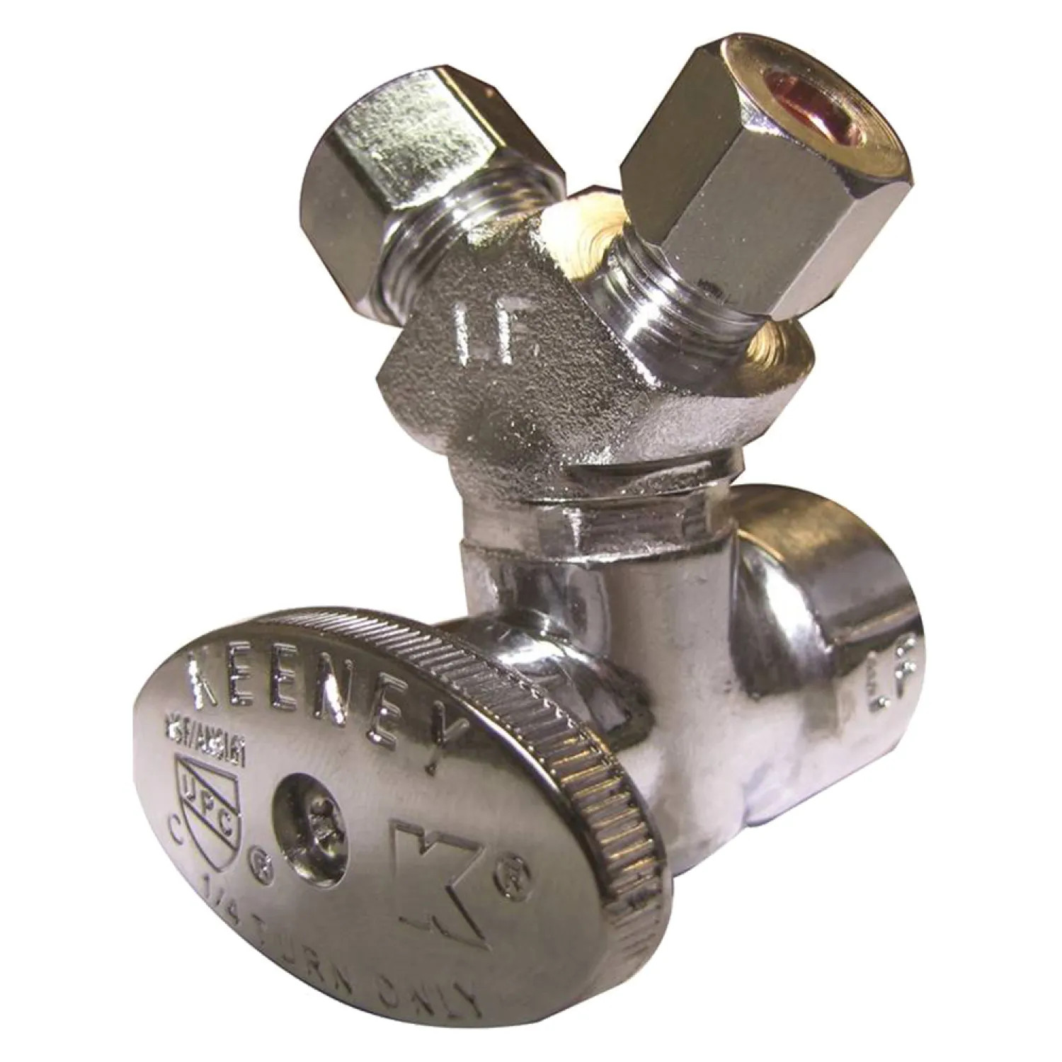 Plumb Pak PP2902VLF Plumb Pak PP2902VLF 3-Way Stop Valve, 1/2 X 3/8 X 1/4 in, FIP X Compression X Compression, Chrome Plated