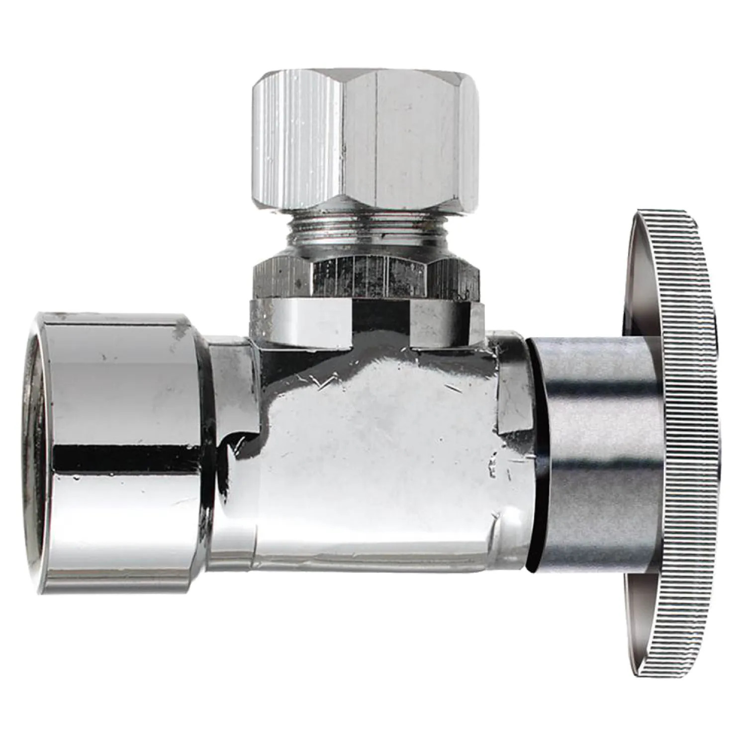 Plumb Pak PP51-1PCLF Plumb Pak PP51-1PCLF 1/4 Turn Angle Shut-Off Valve, 1/2 X 1/2 in, FIP X OD, Brass Body, Chrome Plated