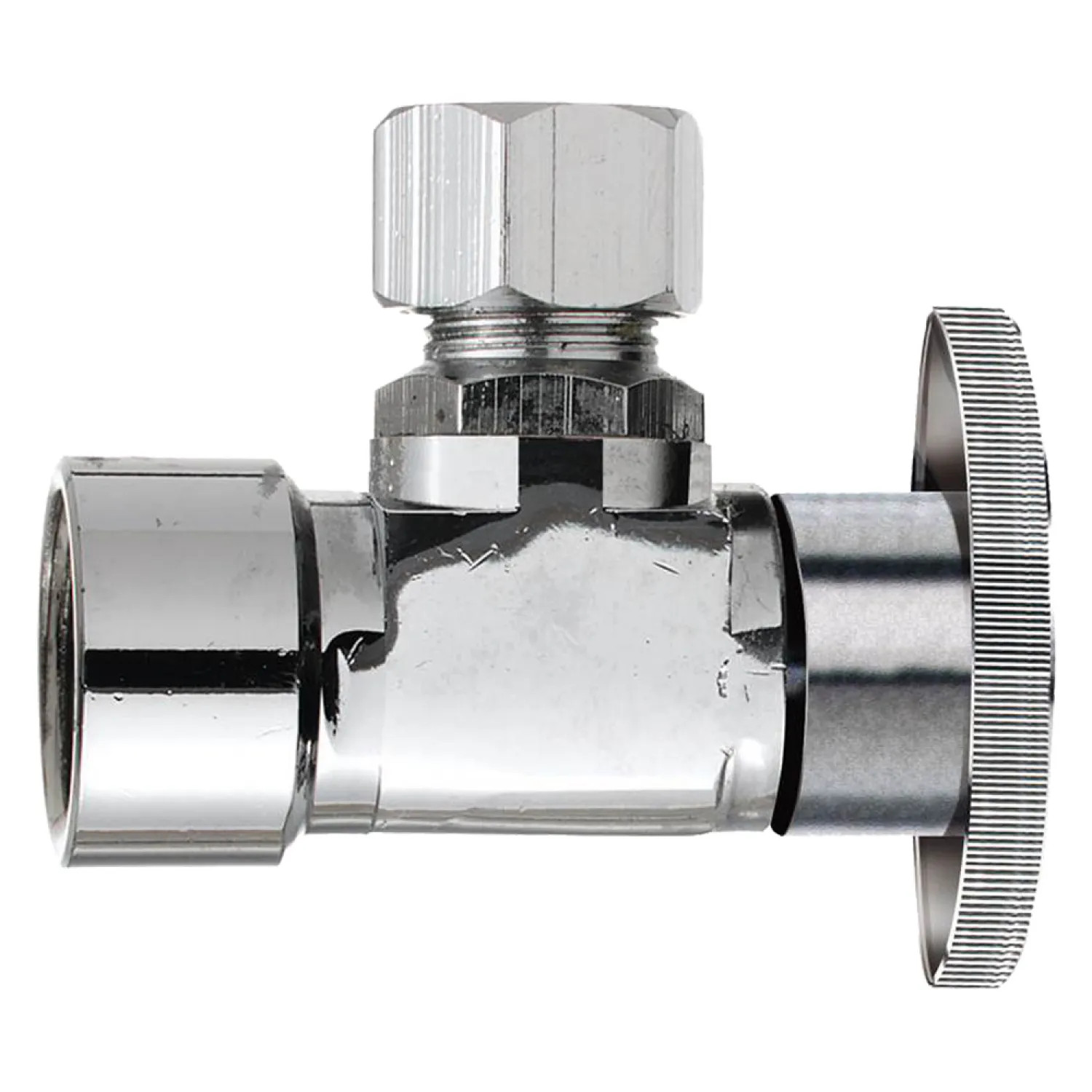 Plumb Pak PP51PCLF Plumb Pak PP51PCLF 1/4 Turn Angle Shut-Off Valve, 1/2 X 3/8 in, FIP X OD, Brass Body, Chrome Plated
