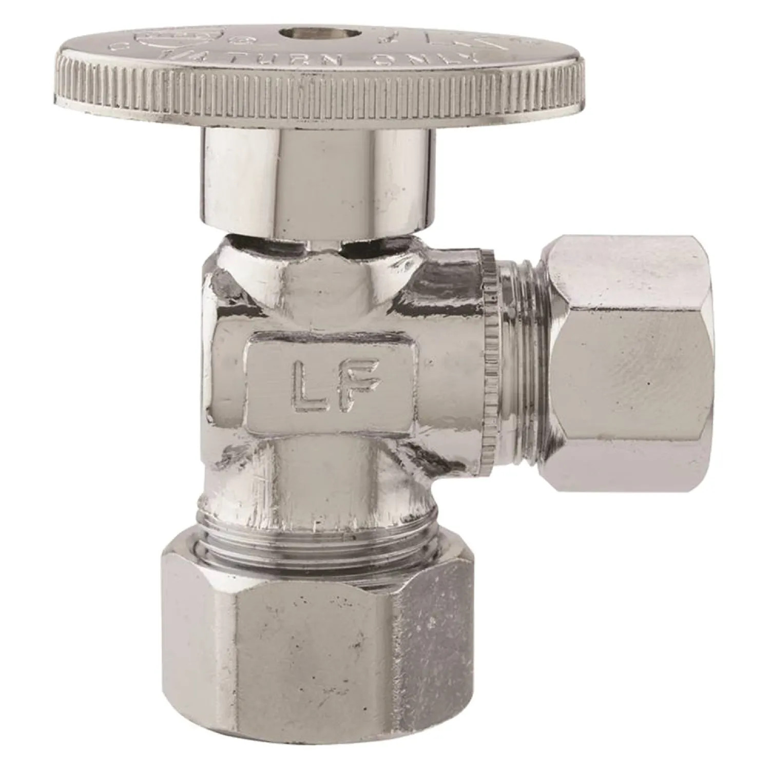 Plumb Pak PP62-1PCLF Plumb Pak PP62-1PCLF 1/4 Turn Angle Shut-Off Valve, 5/8 x 1/2 in, Nominal Copper X OD, Brass Body, Chrome Plated