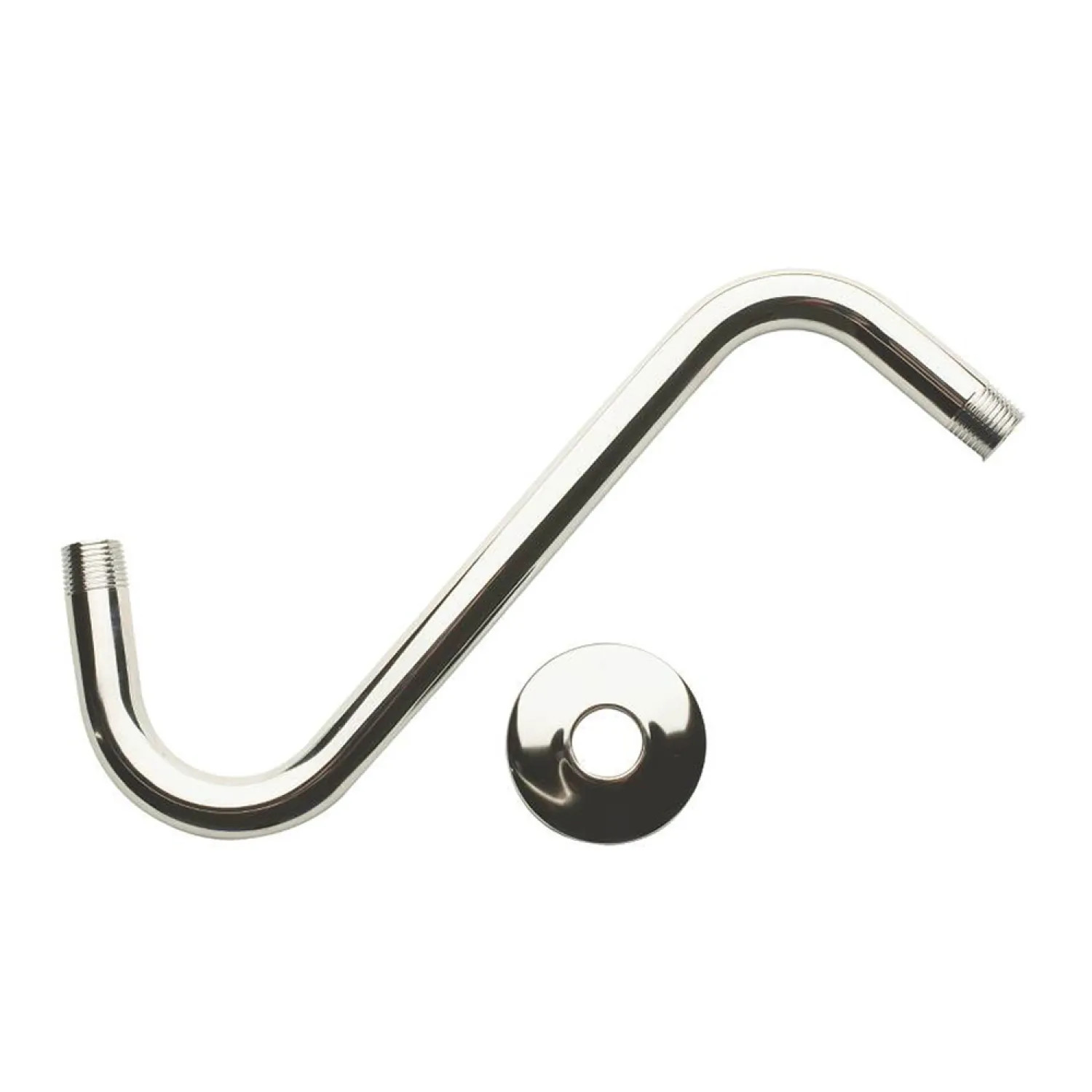 Plumb Pak PP825-19 Plumb Pak PP825-19 S Shaped Shower Arm With Flange, 1/2 in MIP, Chrome Plated