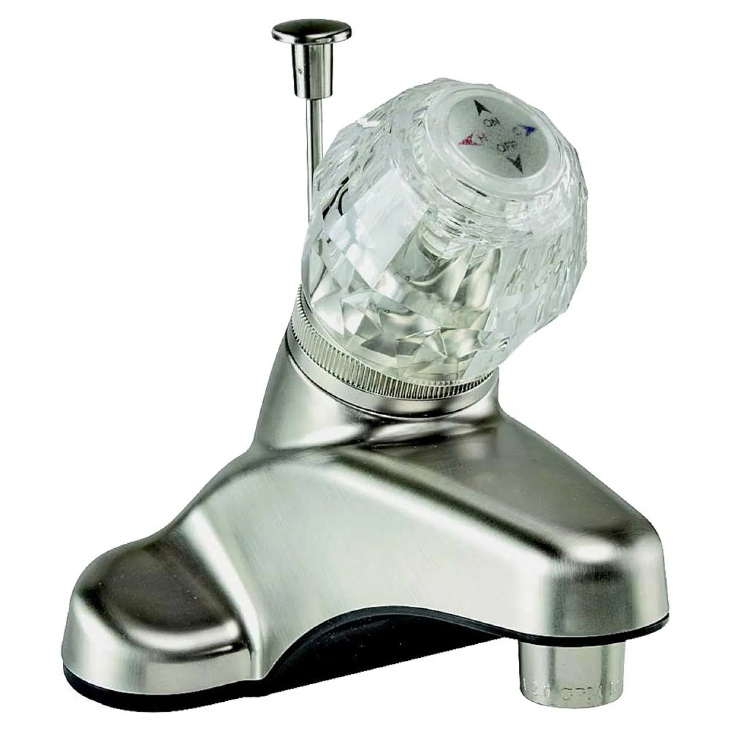 Toolbasix JY-4100PRBN Toolbasix Single-Handle Centerset Bathroom Faucet with Pop-Up Drain, Clear Knob Handle, 1.5 GPM, Brushed Nickel - JY-4100PRBN