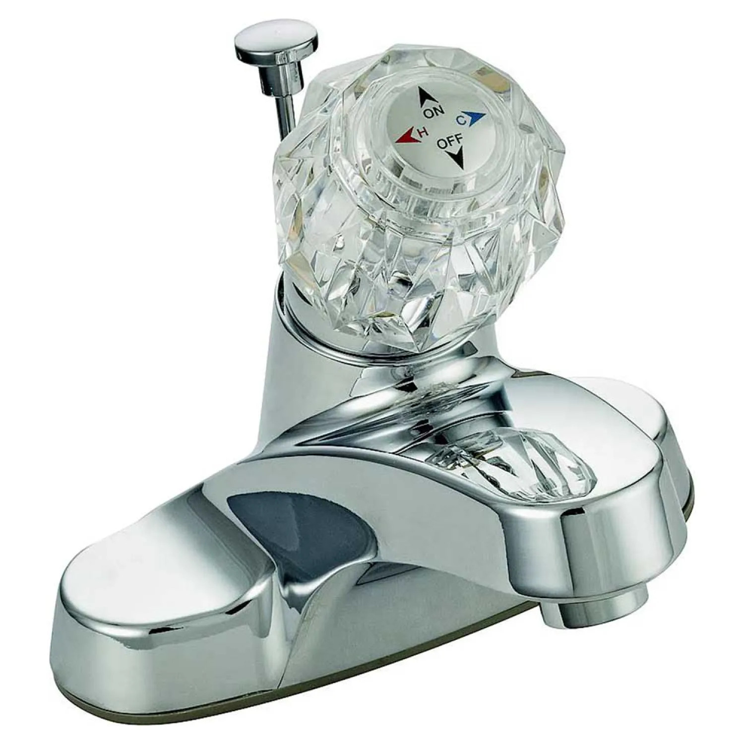 Toolbasix PF4101S-P Toolbasix Single-Handle Centerset Bathroom Faucet with Pop-Up Drain, Clear Knob Handle, 1.5 GPM, Chrome - PF4101S-P