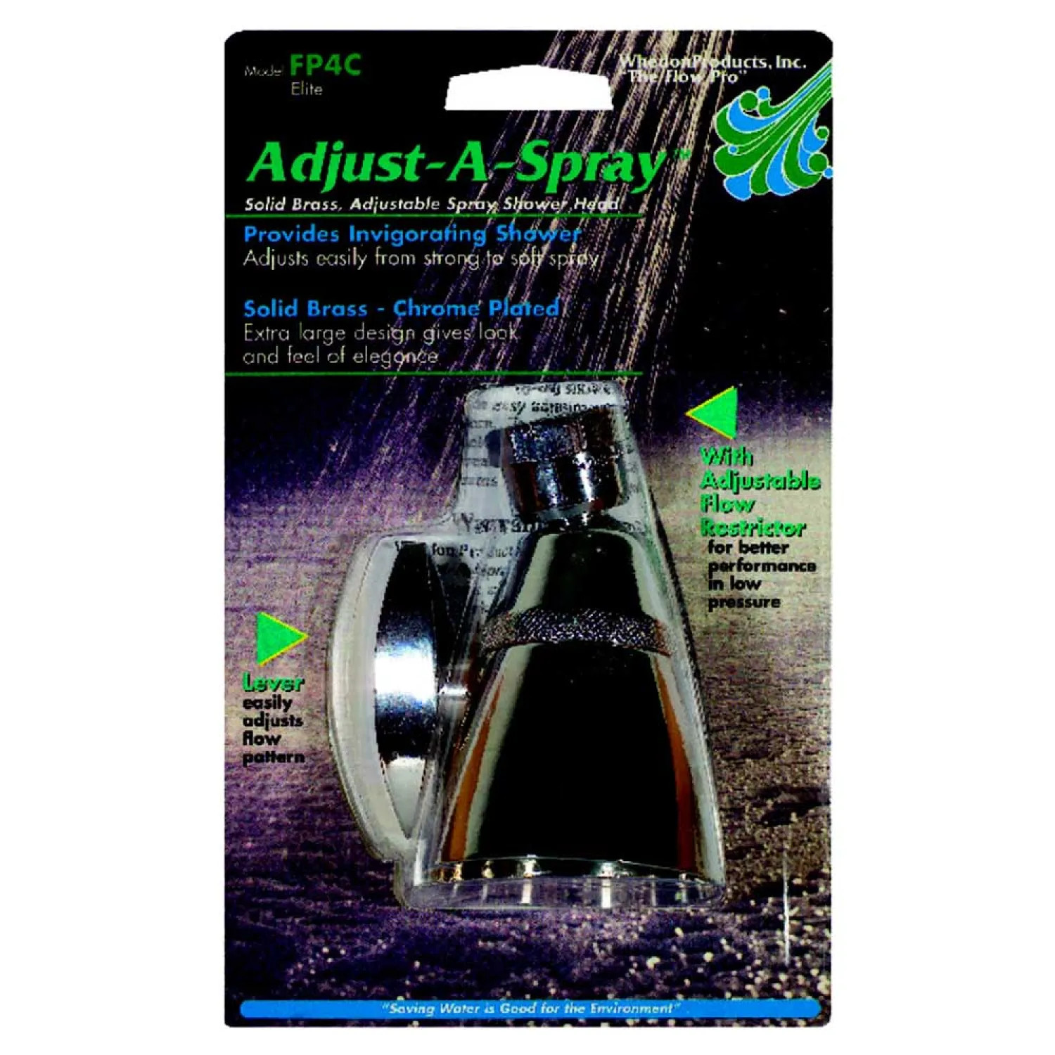Whedon FP4C Whedon 2-1/4in Adjust-A-Spray Elite Adjustable Shower Head, 2.5 GPM, Solid Brass, Chrome - FP4C