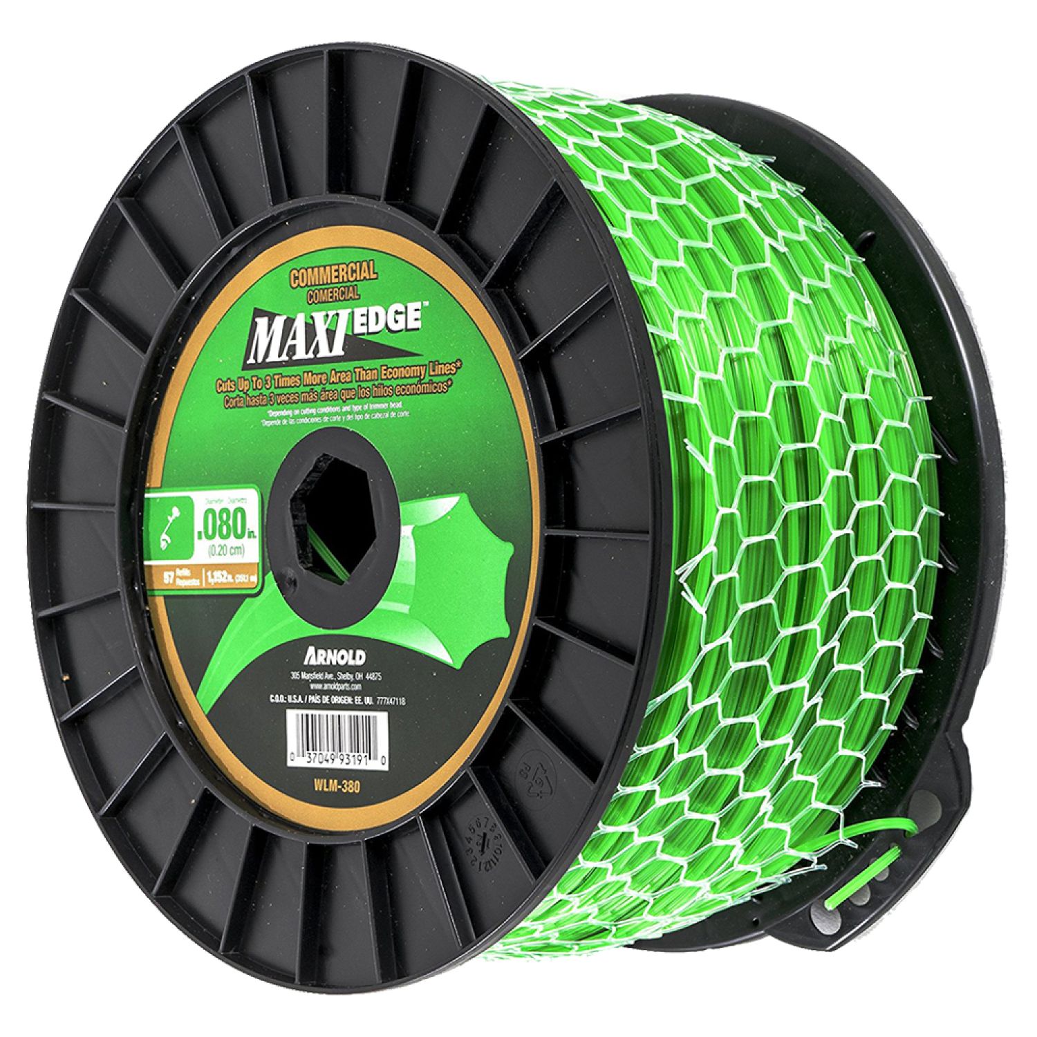 Arnold WLM-380 Maxi Edge WLM-380 Universal Trimmer Line Spool, 0.08 in Diameter X 1152 ft Length, Polymer, Green
