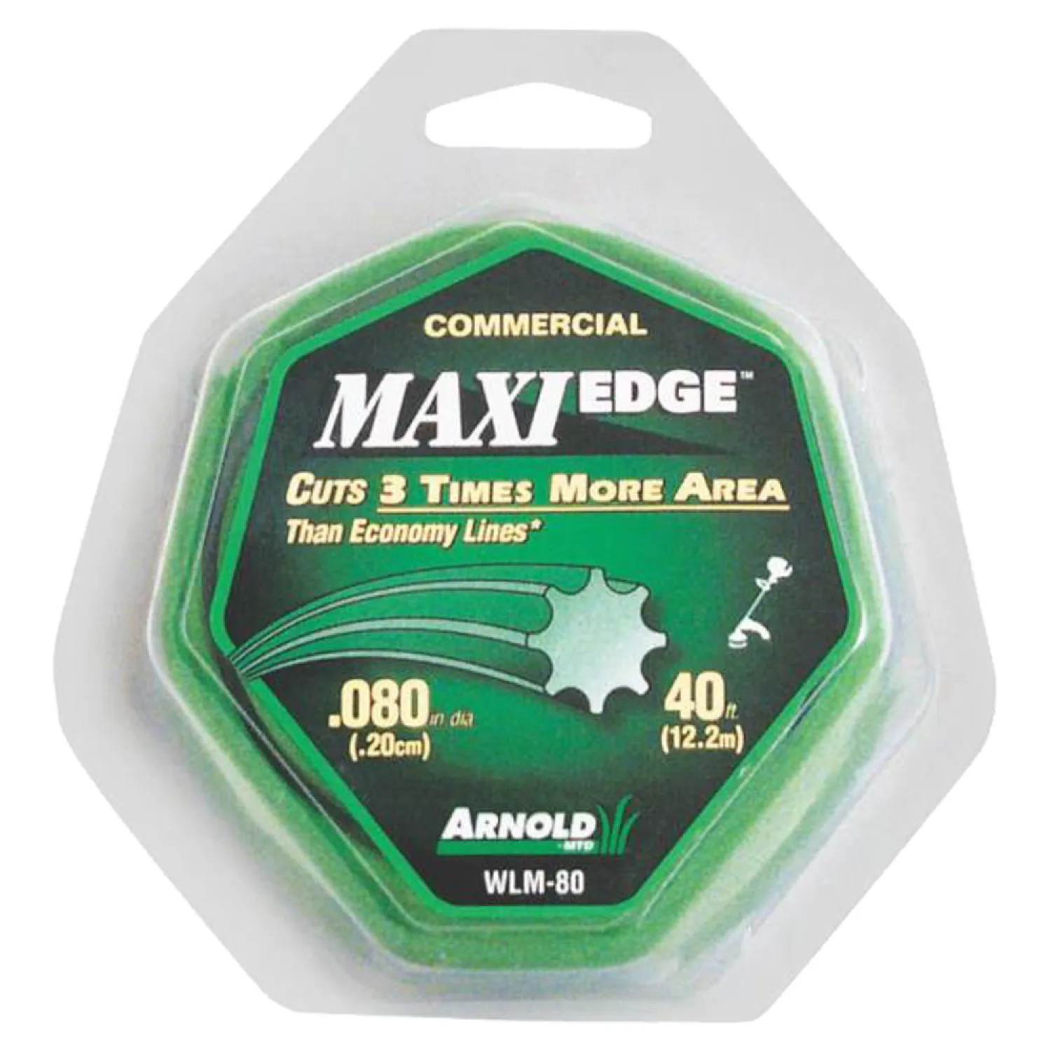 Arnold WLM-80 Maxi Edge WLM-80 Universal Trimmer Line, 0.08 in Diameter X 40 ft Length, Polymer, Green