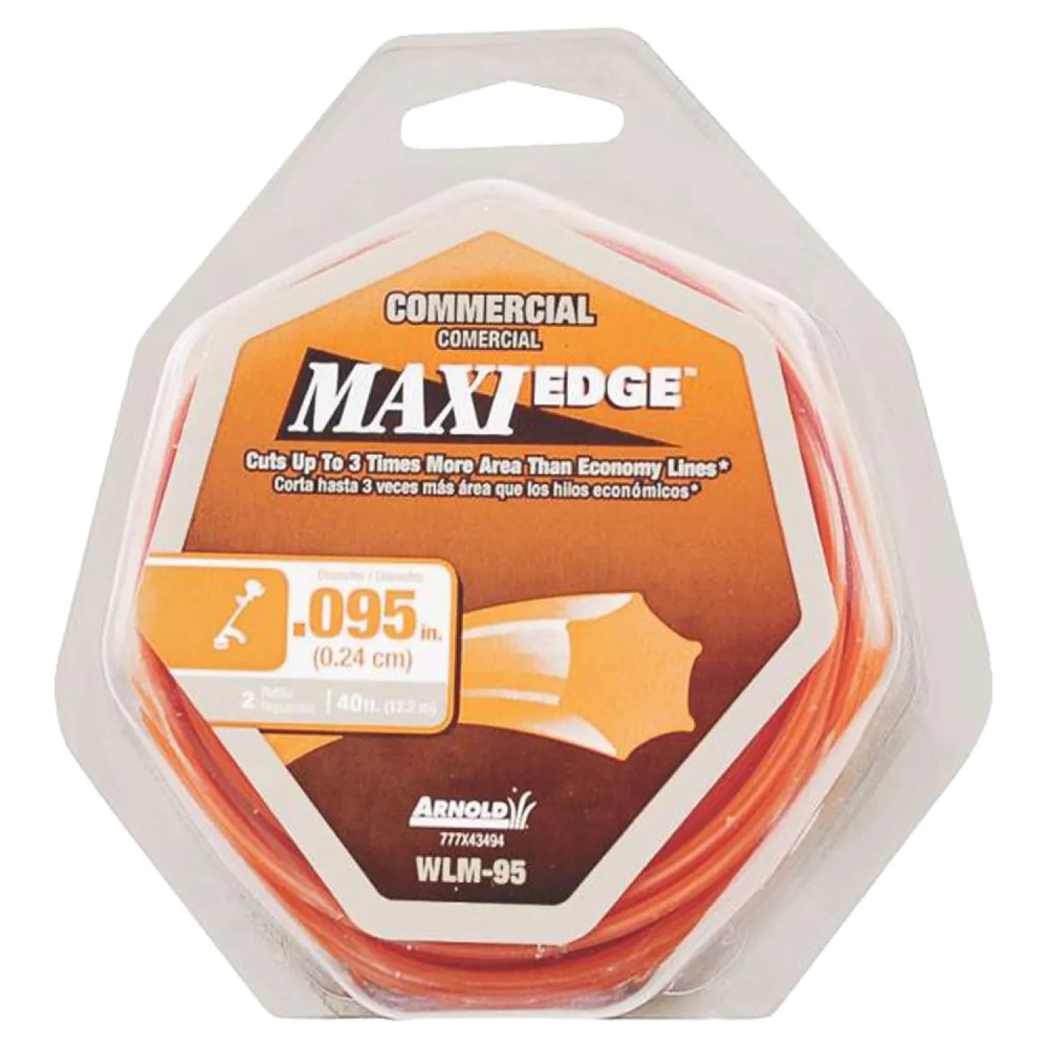 Arnold WLM-95 Maxi Edge WLM-95 Universal Trimmer Line, For Use With Most Gas String Trimmers, Polymer, Red