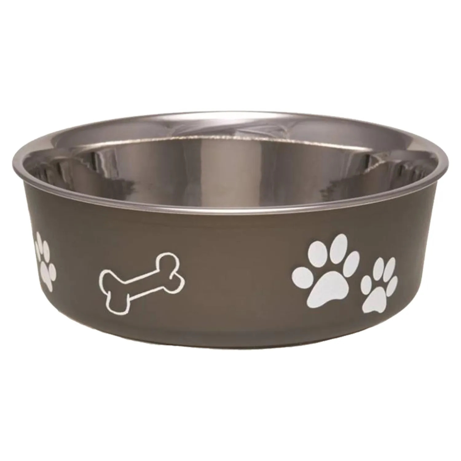 Boss Pet 7407XLE Boss Pet 7407XLE Bella Bone/Paw Print Espresso X-Large Pet Feeding Bowl