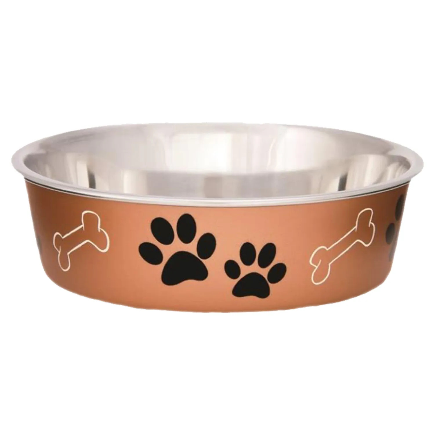 Boss Pet 7453XLC Boss Pet 7453XLC Bella Bone/Paw Print Copper X-Large Pet Feeding Bowl