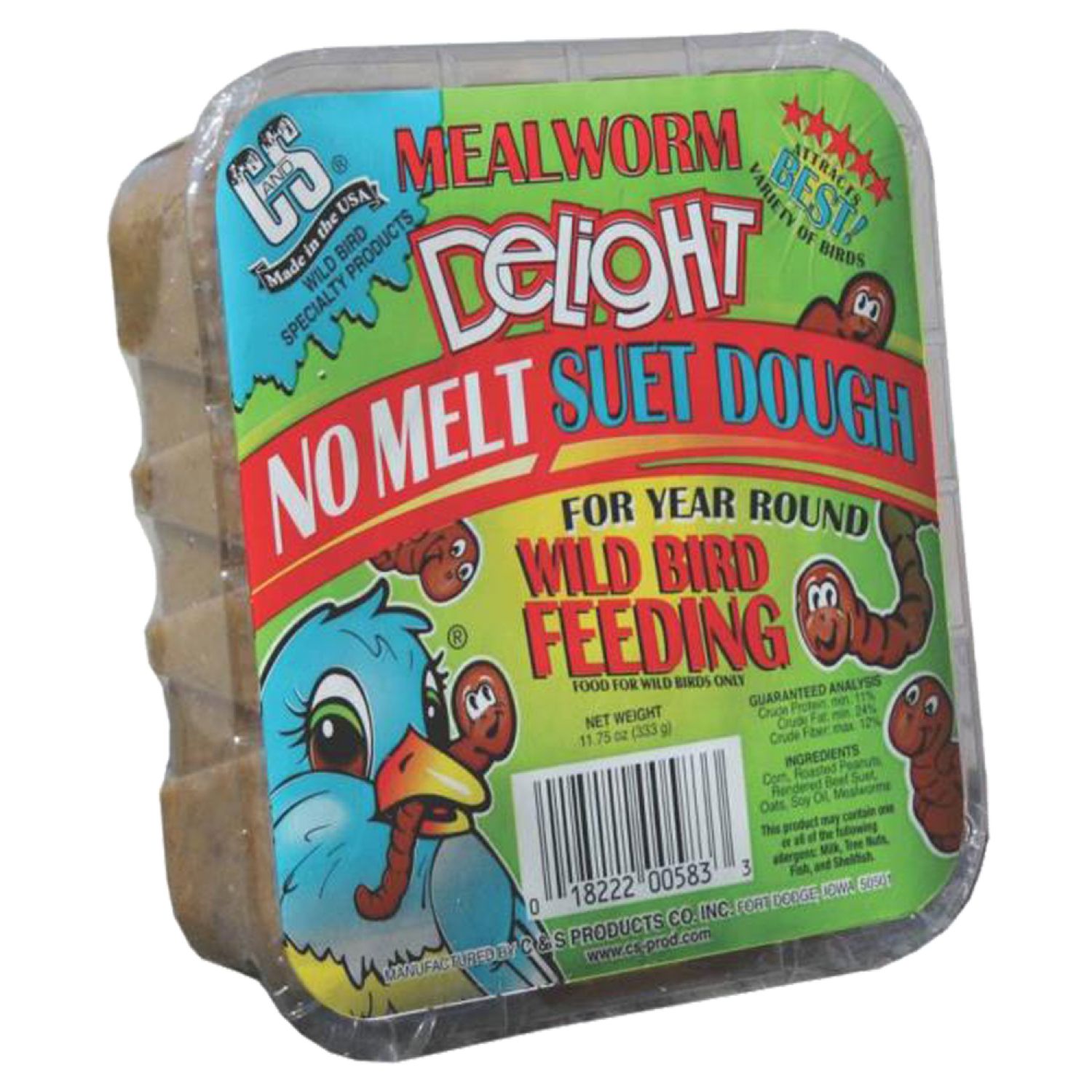 C&S Products CS12583 Delight CS12583 No-Melt Bird Suet Dough, 11.75 oz, Cake