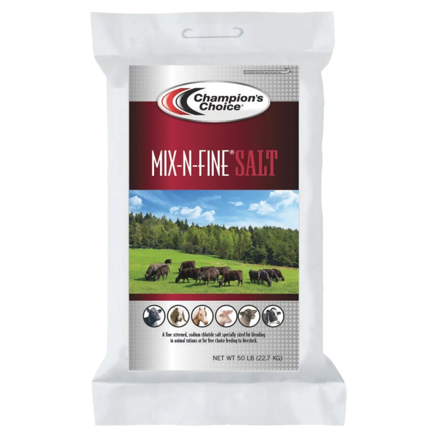 Cargill 100012682 Champions Choice 100012682 Mix-N-Fine Salt, 50 lb Poly Bag, Solid, White
